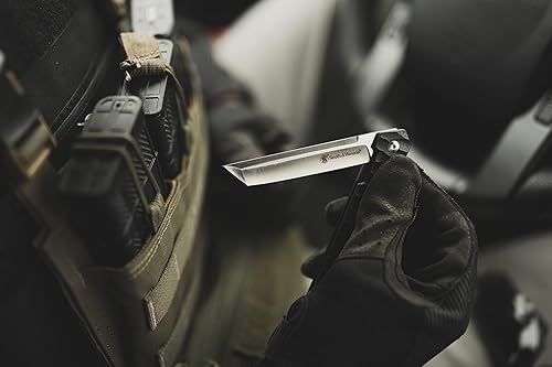 Miniatura 5 de Smith & Wesson Cuchillo plegable ultradeslizante de acero inoxidable 24/7 de 8.25 pulgadas con hoja Tanto de 3.5 pulgadas y mango G10 para
