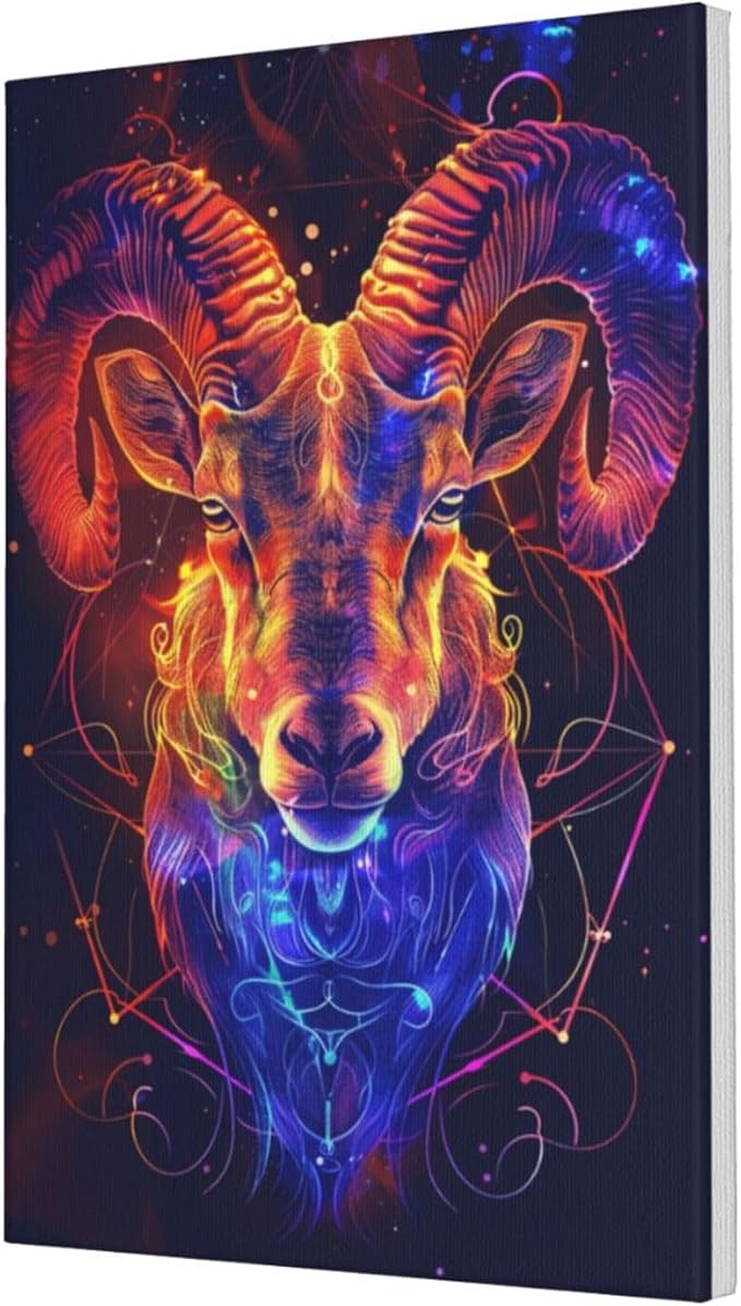 MA6GE8DE Twelve Zodiac Signs Aries Frameless Canvas Painting,Home Decor Living Room Accessories,Colorful Twelve Zodiac Signs Aries Decoration Paintings Canvas,Gift For zodiac sign Lovers 16x24 inch