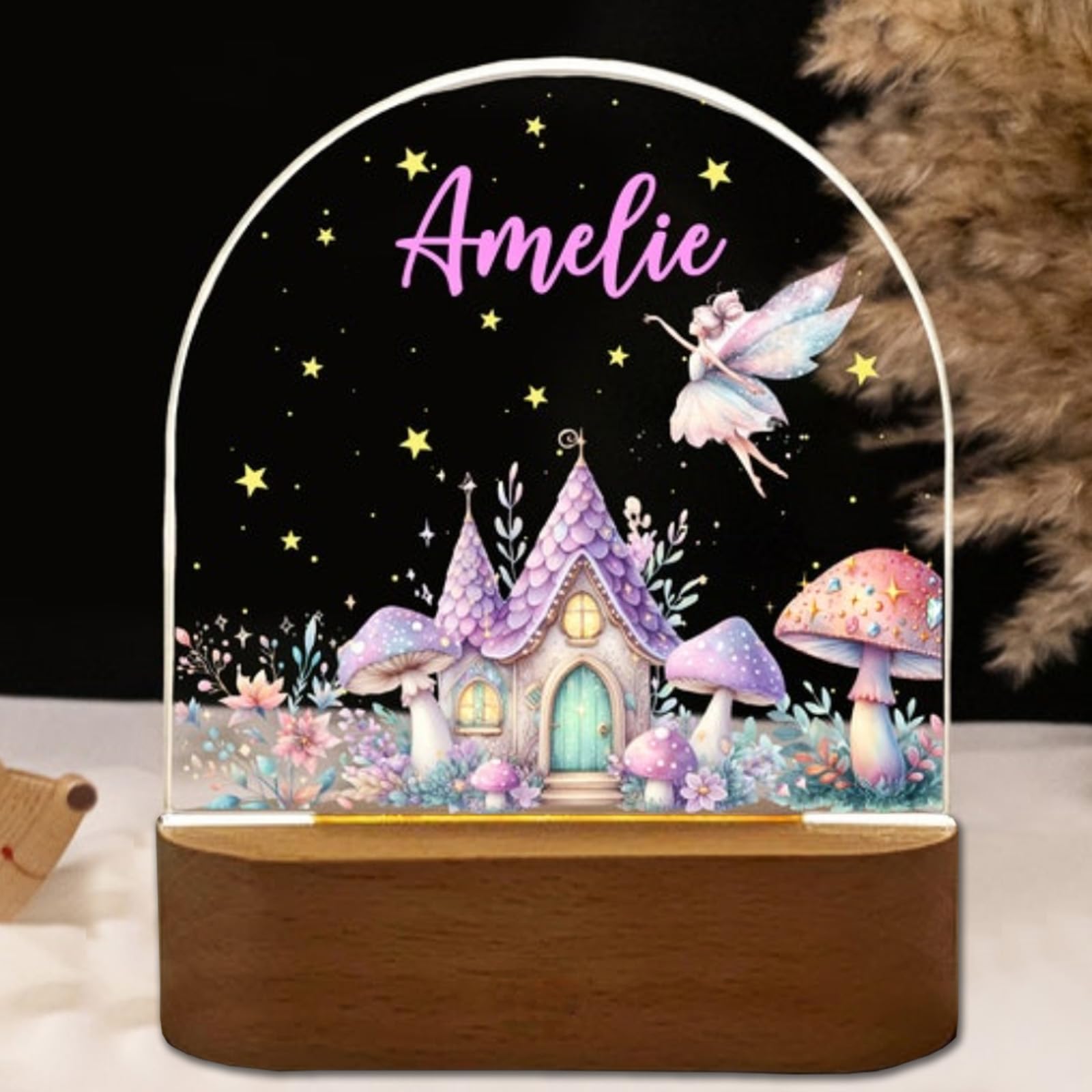 Fallover Personalised Baby Boys Girls Gifts, Custom LED Night Light Lamp for Babys Nursery - Cute Animals Design, Personalised Kids Sleep Light for Daughter, Son, Niece, Granddaughter, New Baby (17)