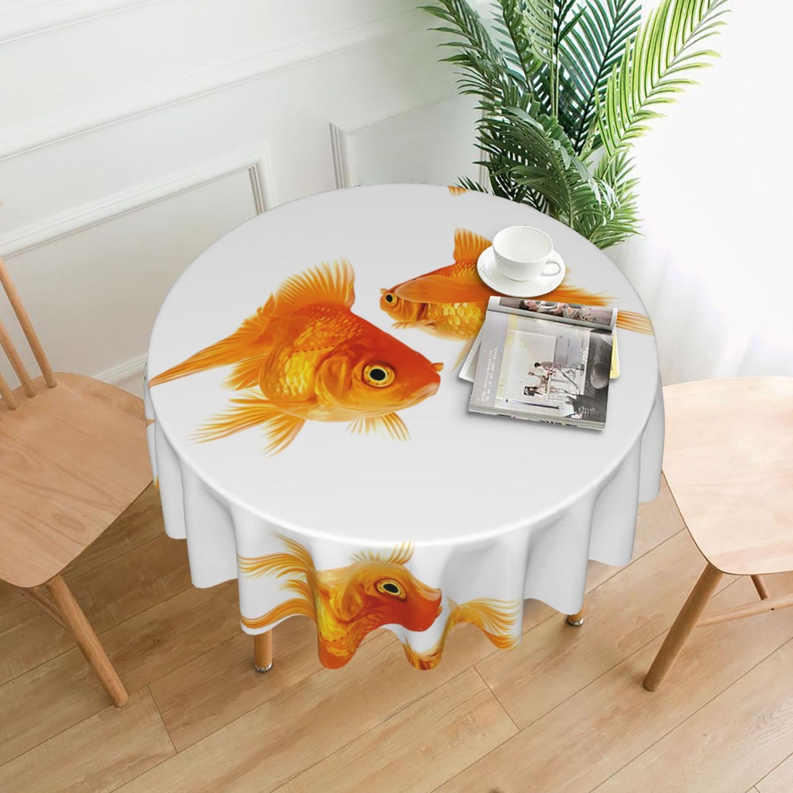 hhxvcv Cute Goldfish Round Tablecloth – Dining Table Cover