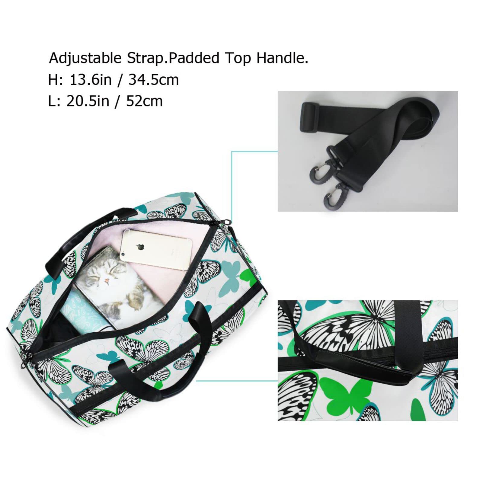 Schmetterling Süßer Insektenkarikatur Sporttasche Badetasche mit Schuhfach Reisetaschen Handtasche für Reisen Frauen Mädchen Männer
