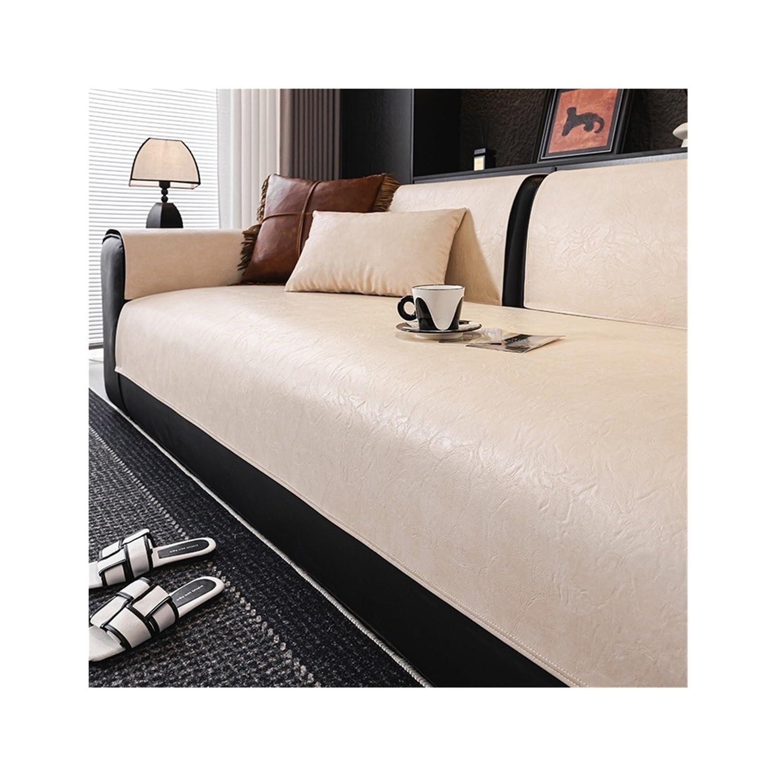 GCYEIDMA Faux Leather Sofa Cover Faux Leather Sofa Cover Light Luxury Style Non-slip Seat Waterproof Urine Barrier Four-season Towel