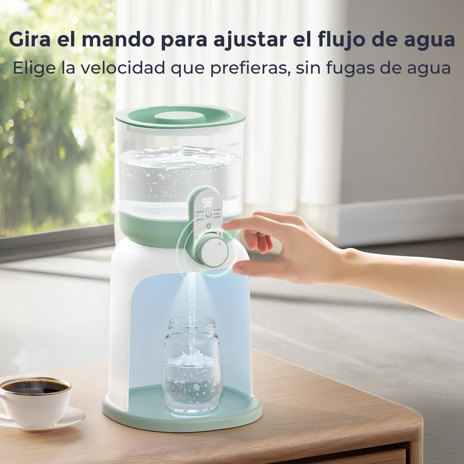 Momcozy calienta biberones con luz doble, calentador rápido de leche bebé, 1,69L, 6 niveles, uso recomendado de agua purificada