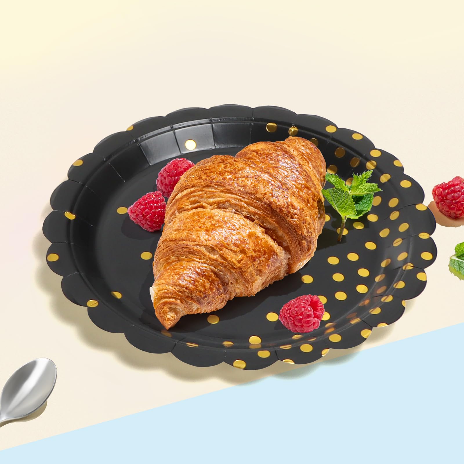 50 Stück Schwarze Pappteller, 23 Cm – Mit Gewelltem Rand, Für Geburtstag, Hochzeit & Feiern