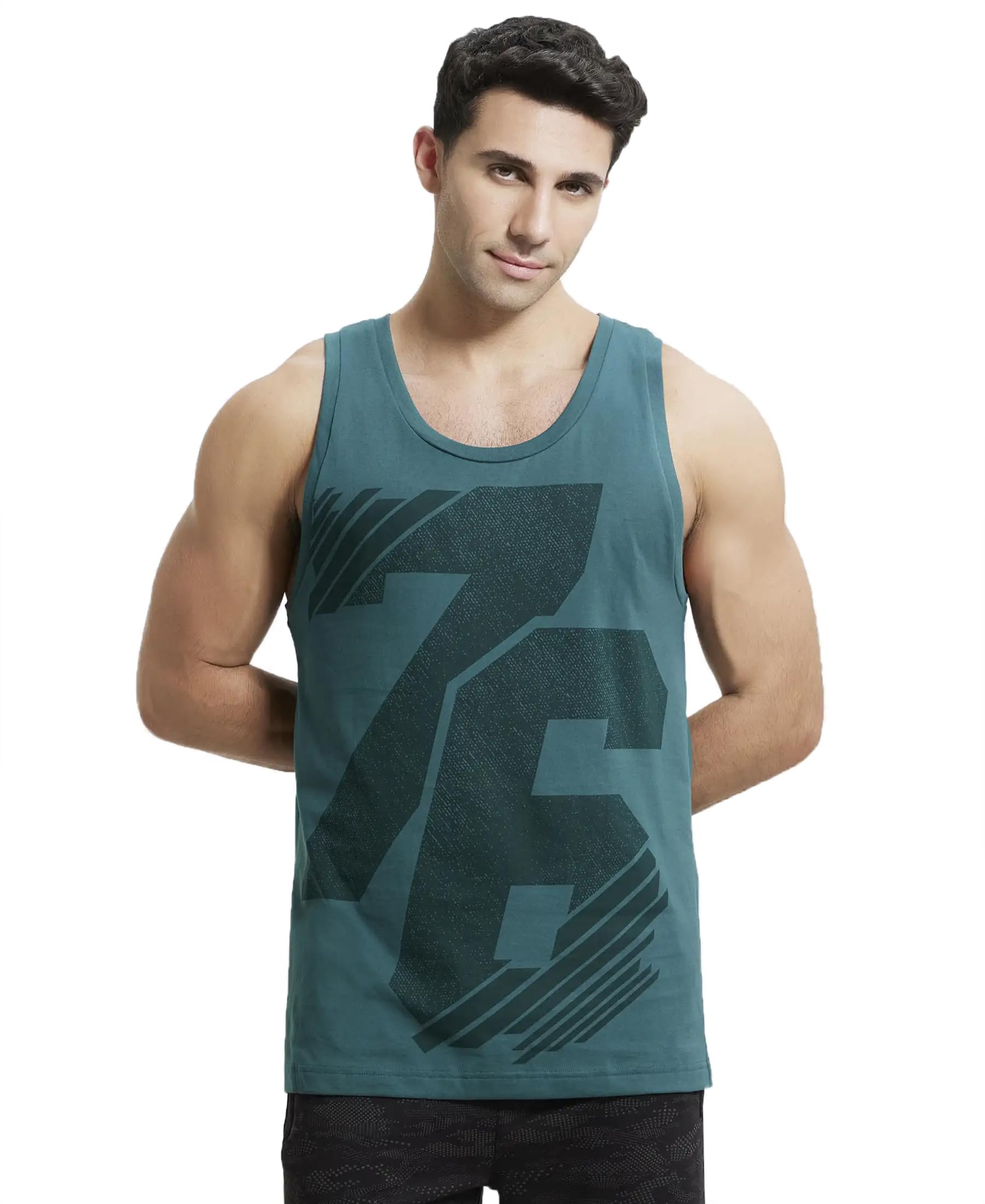 Round Neck Sleeveless Tank Top for Men 9928_Pacific Green_XXL-image-22