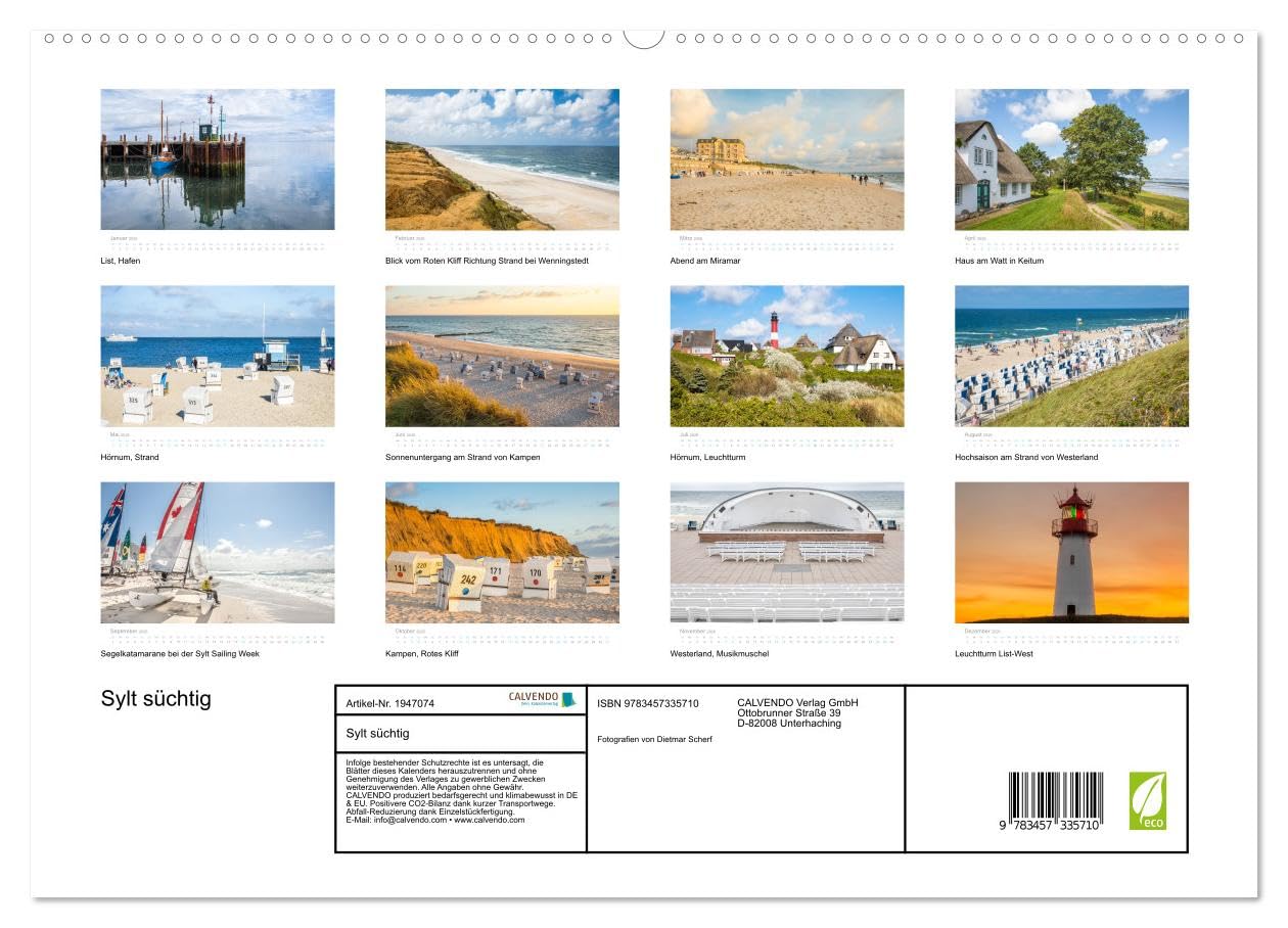 Sylt süchtig (hochwertiger Premium Wandkalender 2026 DIN A2 quer), Kunstdruck in Hochglanz: Fantastische Meerblicke von der Sehnsuchtsinsel
