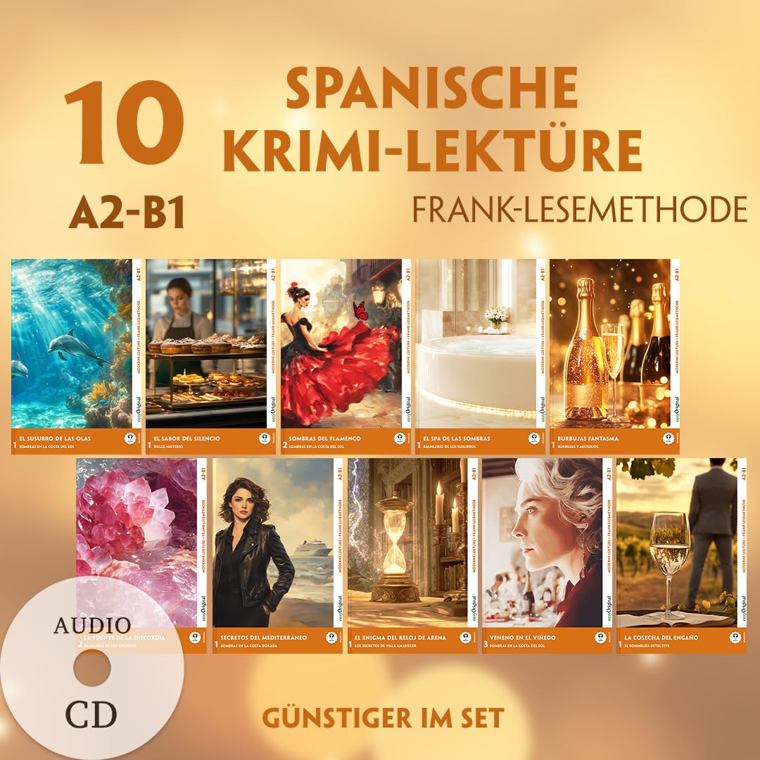 10 Spanische Krimi-Lektüre A2-B1 (10 Bücher + 10 Audio-CDs): Mit der Frank-Lesemethode leicht verständlich gemacht (Frank-Lesemethode: Moderne Lektüre A1-A2: Spanisch)