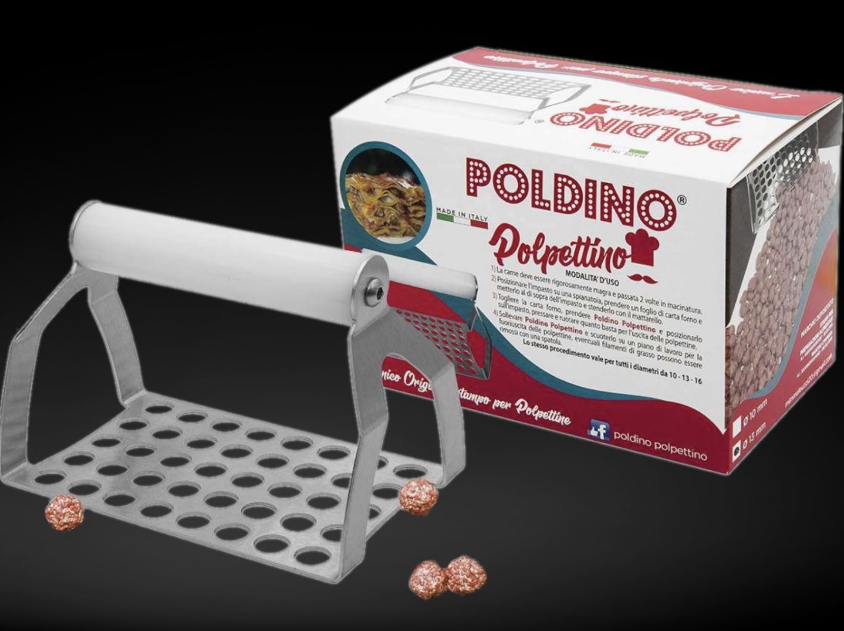 lisa Poldino Polpettino Stampo per Polpettine di Carne 70 Fori Ø1 cm in Acciaio Luxury