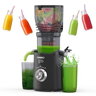 OMMO 6'' Large Cold Press Juicer, BPA Free Juicer Machines with Beep Install Check, Reverse Anti-Jam, High Juice Yield, Easy to Clean, Slow Masticating Juicer for Healthy Living/Fitness, Black - Amazon product rated Grade A