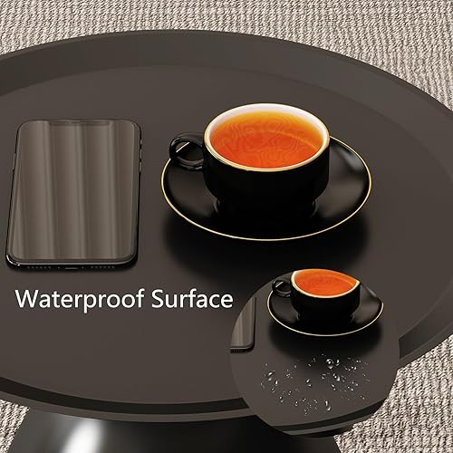 Miniatura 5 de Mesas anidables, mesas auxiliares negras, mesas auxiliares modernas para sala de estar, juego de 2 mesas auxiliares, mesa de consola y pedestal