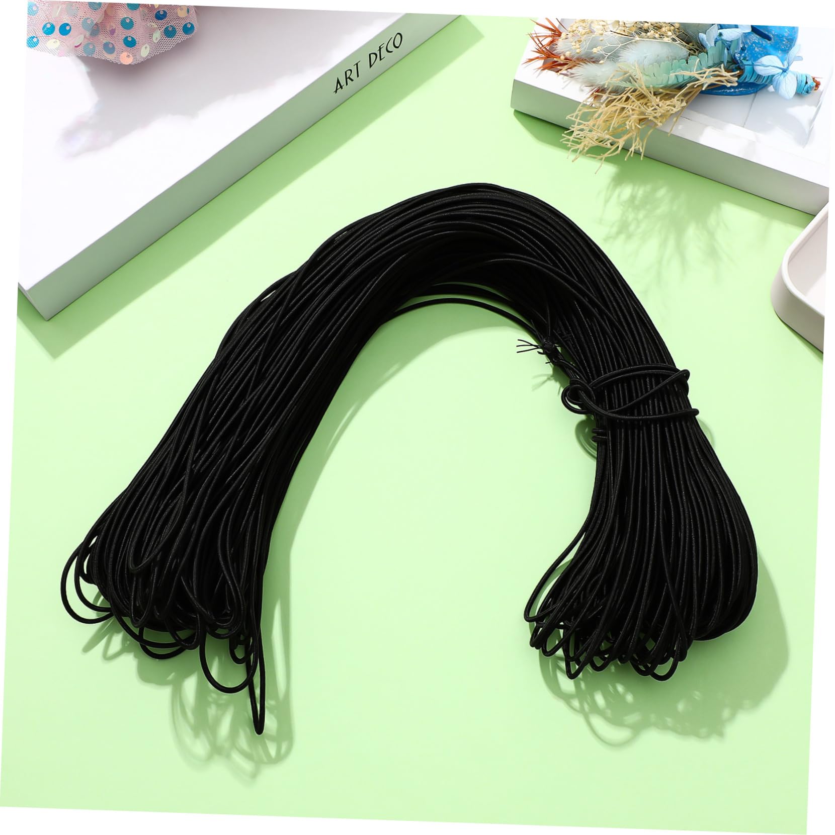 Cinta Elástica Redonda Negra 2,5 Mm 100 m para Manualidades DIY Costura Confección Accesorios para Disfraces y Mascarillas Uso Doméstico y Artesanal