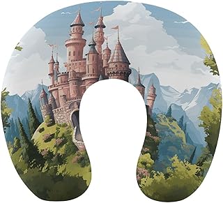 Fairy Tale Castle Neck Pillows for Sleeping Travel Pillow Portable Comfortable U Shape Memory Foam Pillow Head Neck Support Airplane Pillow for Traveling Car Home Office