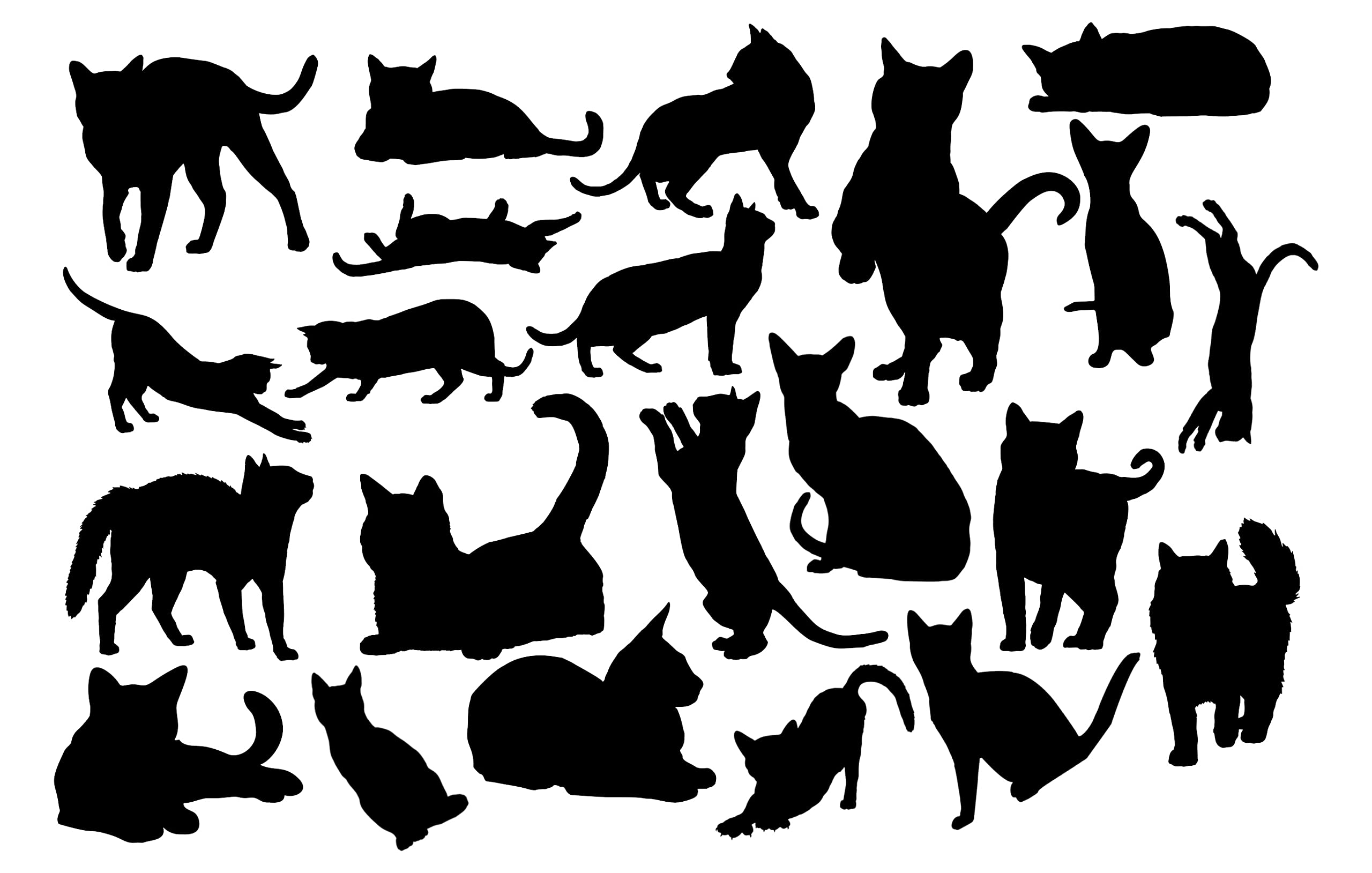 Hatcherabilia Women's Black 2 X Sheets Of 22 Cat Feline Pet Silhouette Cute Stickers - Scrapbook Accessories - Car Decal - Water Bottles - Fun Gifts For - Labels (, 21Cm X 14Cm (Total Sheet Size))