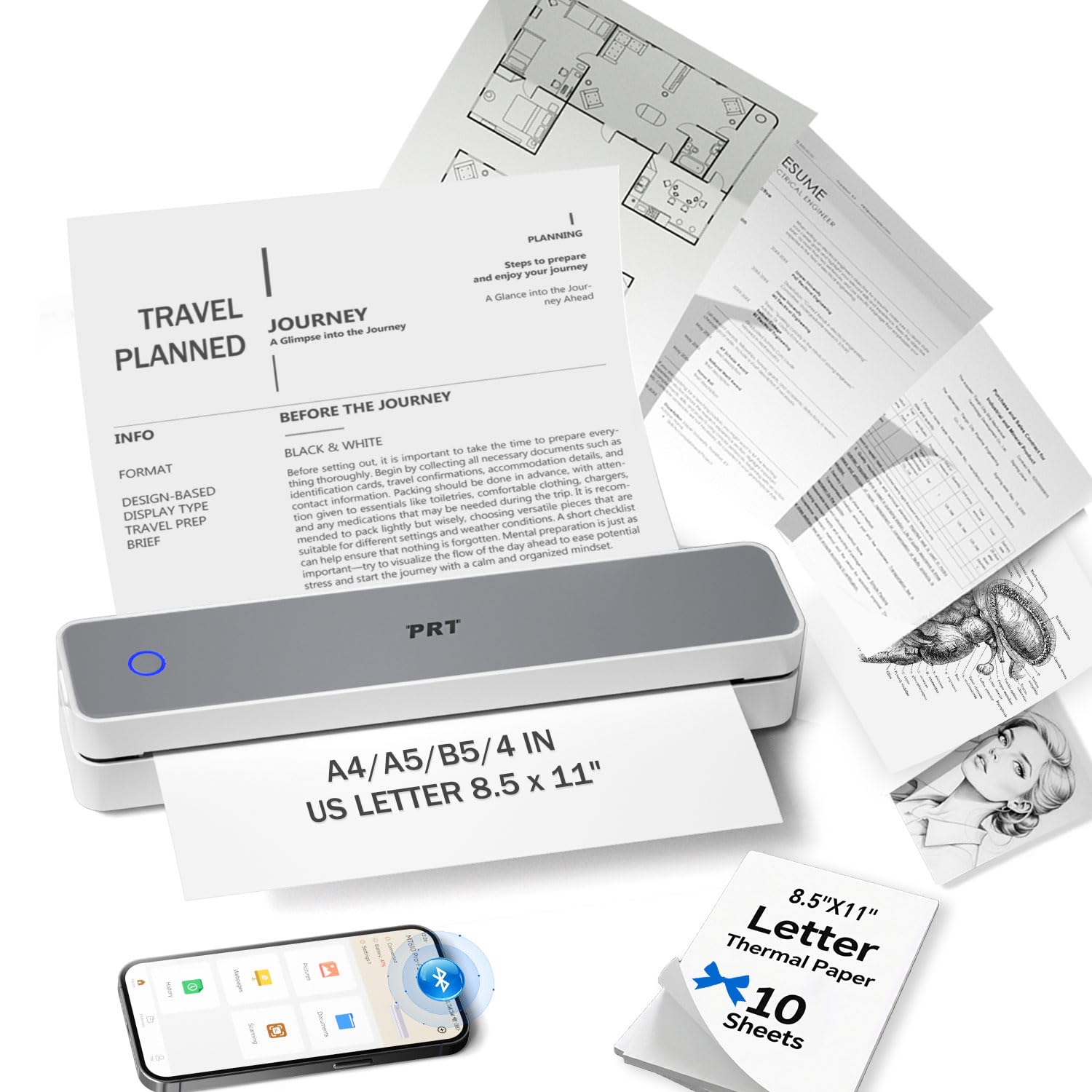 Photo 1 of PRT Portable Thermal Printer - Inkless, Wireless, Bluetooth