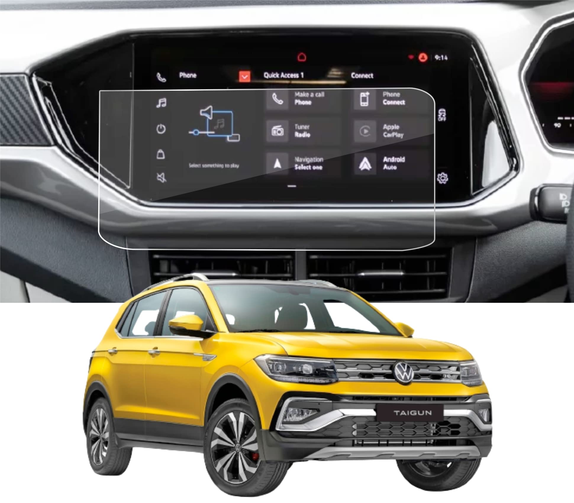 RGY Hydrophobic Vw Taigun Car Accessories Gps Navigation System Touch Screen Guard (Company Fitted)- 10.09Inch Clear-image-12