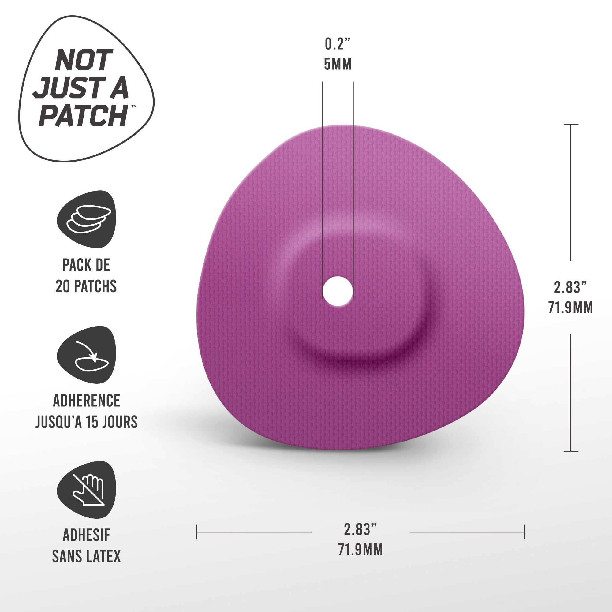 Not Just A Patch Dexcom G7 Patchs capteurs (20unité) - Résistants à la transpiration et maintien sûr avec trou de ventilation pour une adhérence optimale et une protection douce (Multicolores)