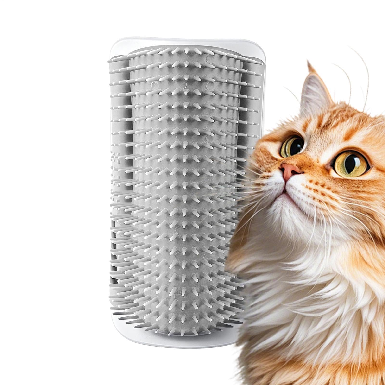 Brosse de toilettage automatique pour chat, ensemble mural d'angle, système de peigne de massage pour chats d'intérieur avec design anti-stress, griffage et nettoyage, outil léger pour animaux de