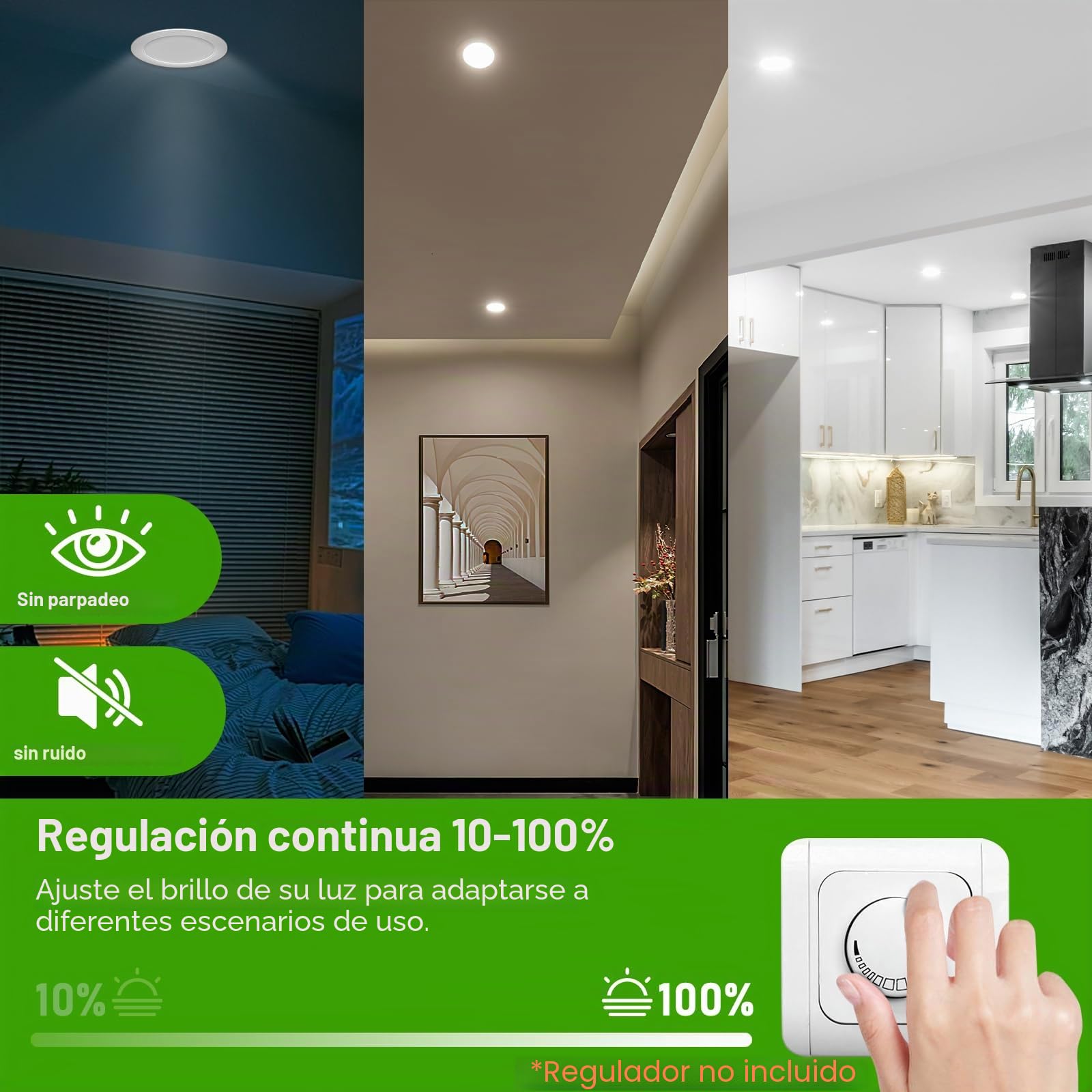 Focos LED Interior Techo 230V, 7W Ø 65-75 mm IP44, Regulables, 12 pack Downlight Led Techo Empotrable Blanco Cálido 3000K Blanco Neutro 4000K Blanco Frío 6500K，Ojos de Buey Led para Techo