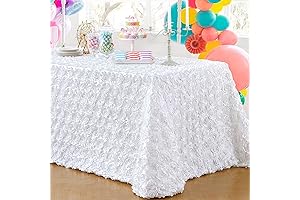 B-COOL White Rosette Tablecloth 90 by 132 Inch
