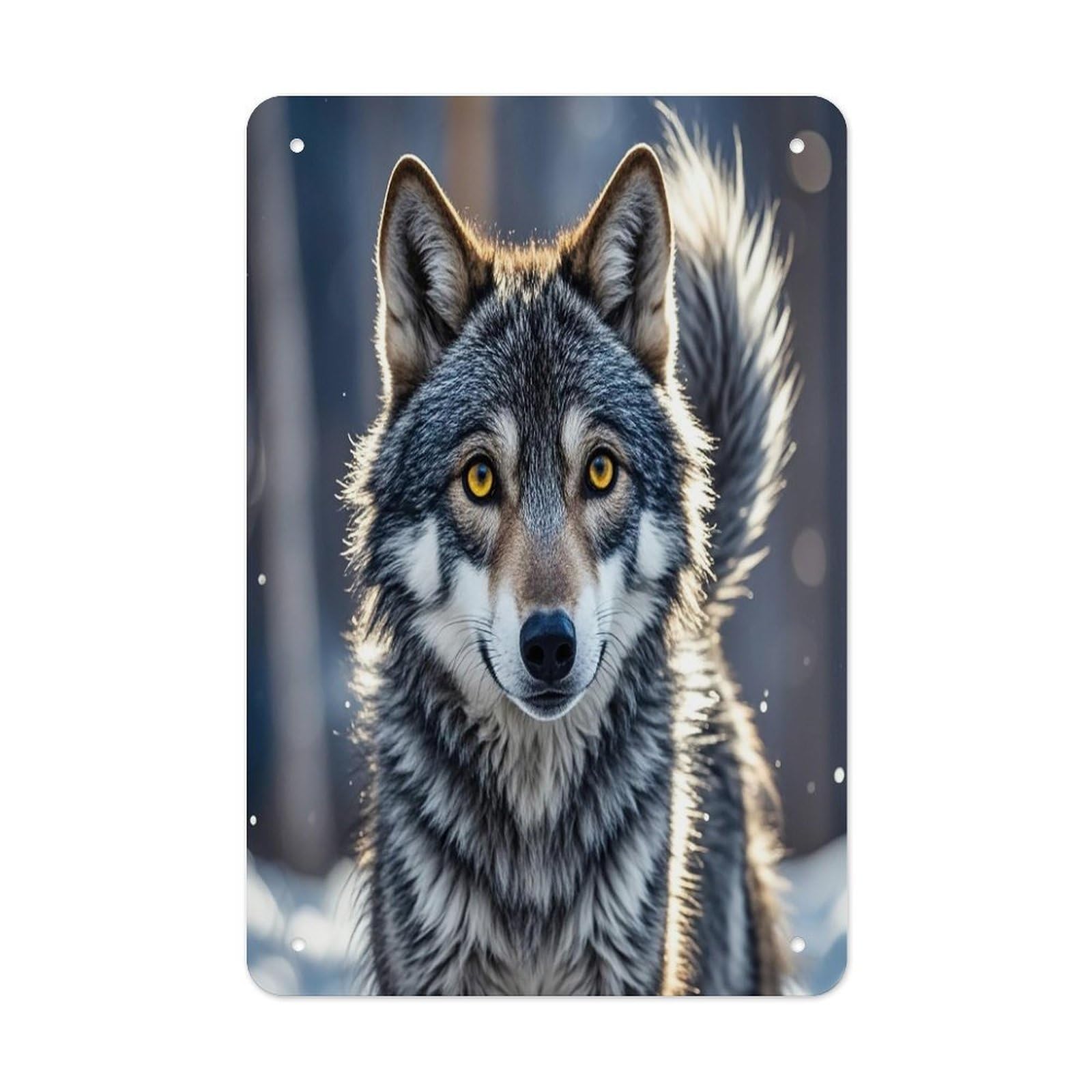 Cute Wolf Metal Tin Sign Funny Vintage Metal Signs Metal Art Poster Man Cave Decor Retro Tin Sign for Home Office Kitchen Bar Cafe Garden Wall Decor 11.8 X 7.9 Inch