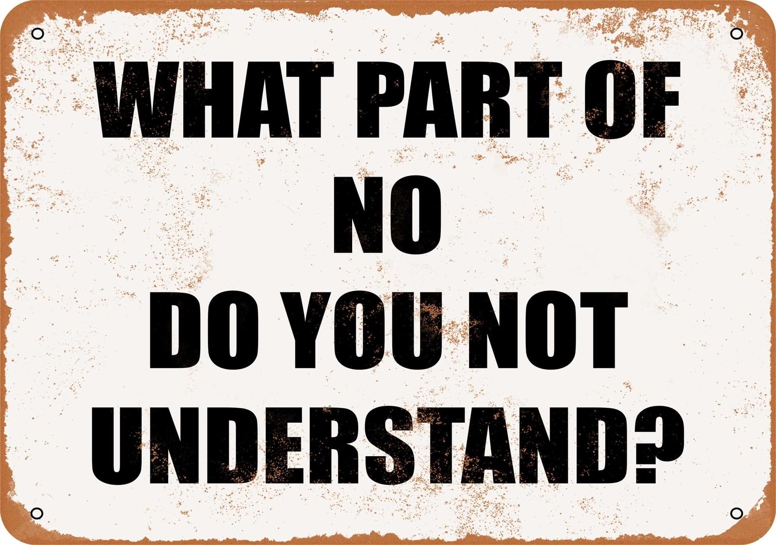 Miaomansenstore Metal Sign - What Part Of No Don't You Understand? - Vintage Look Home Decor