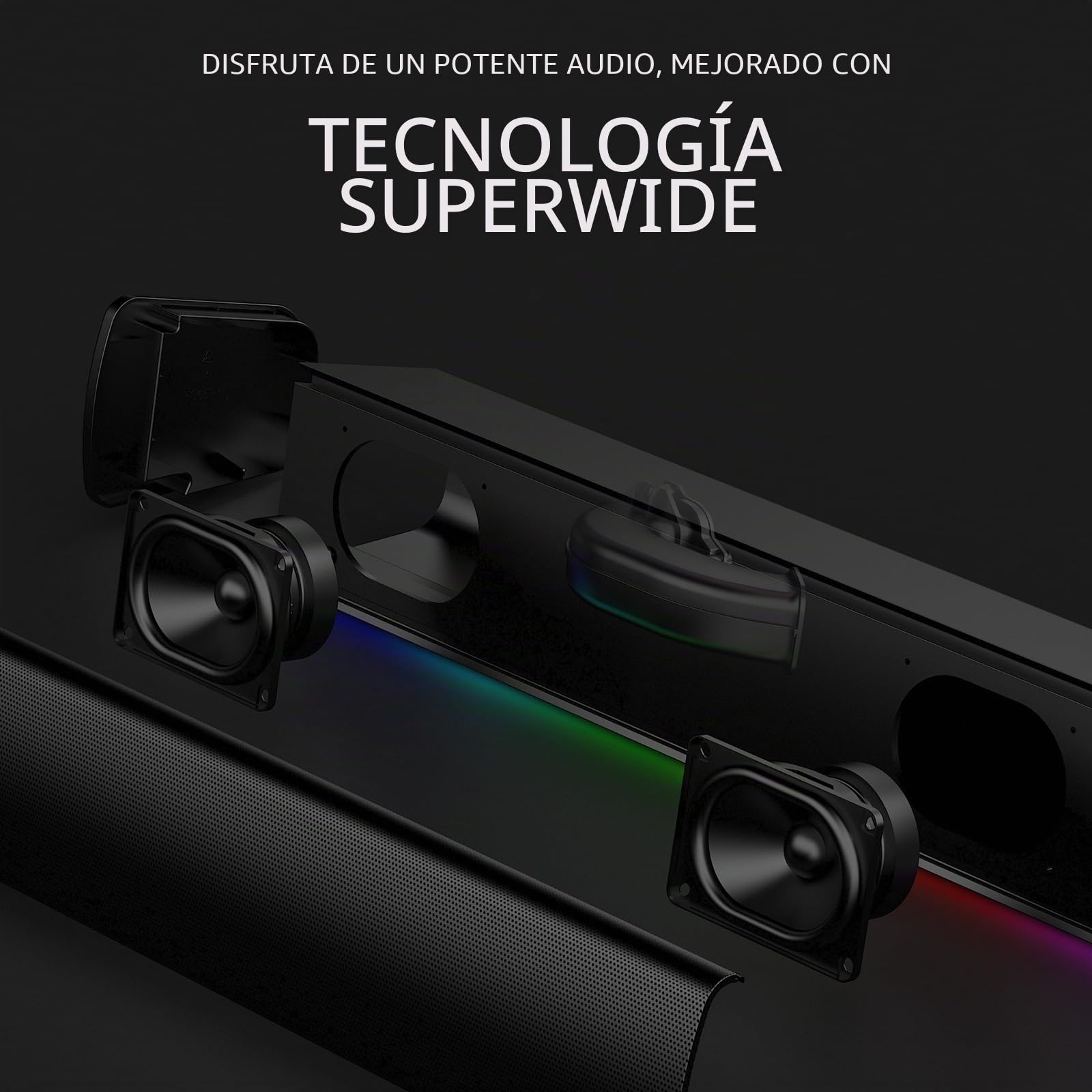 Sound Blaster GS3 Barra de Sonido compacta para Juegos con RGB y SuperWide Technology, Alimentación vía USB, Bluetooth 5.4