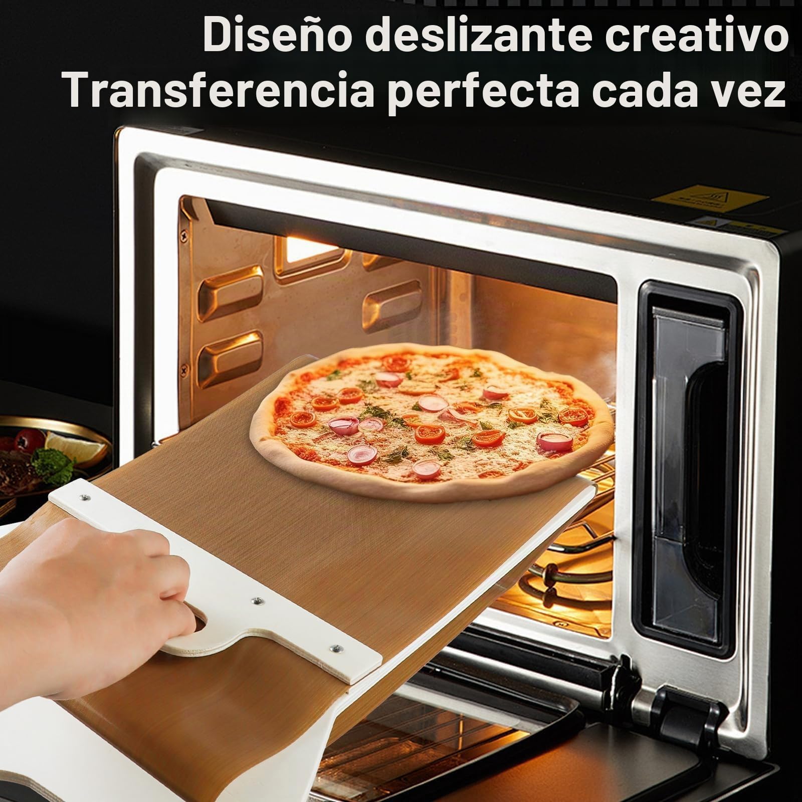 Cuchara de pizza deslizante - es la herramienta perfecta para transferir pizzas,Empujador de pizza deslizante con mango,Herramienta de espátula para hornear pizza de madera,Herramienta profesional