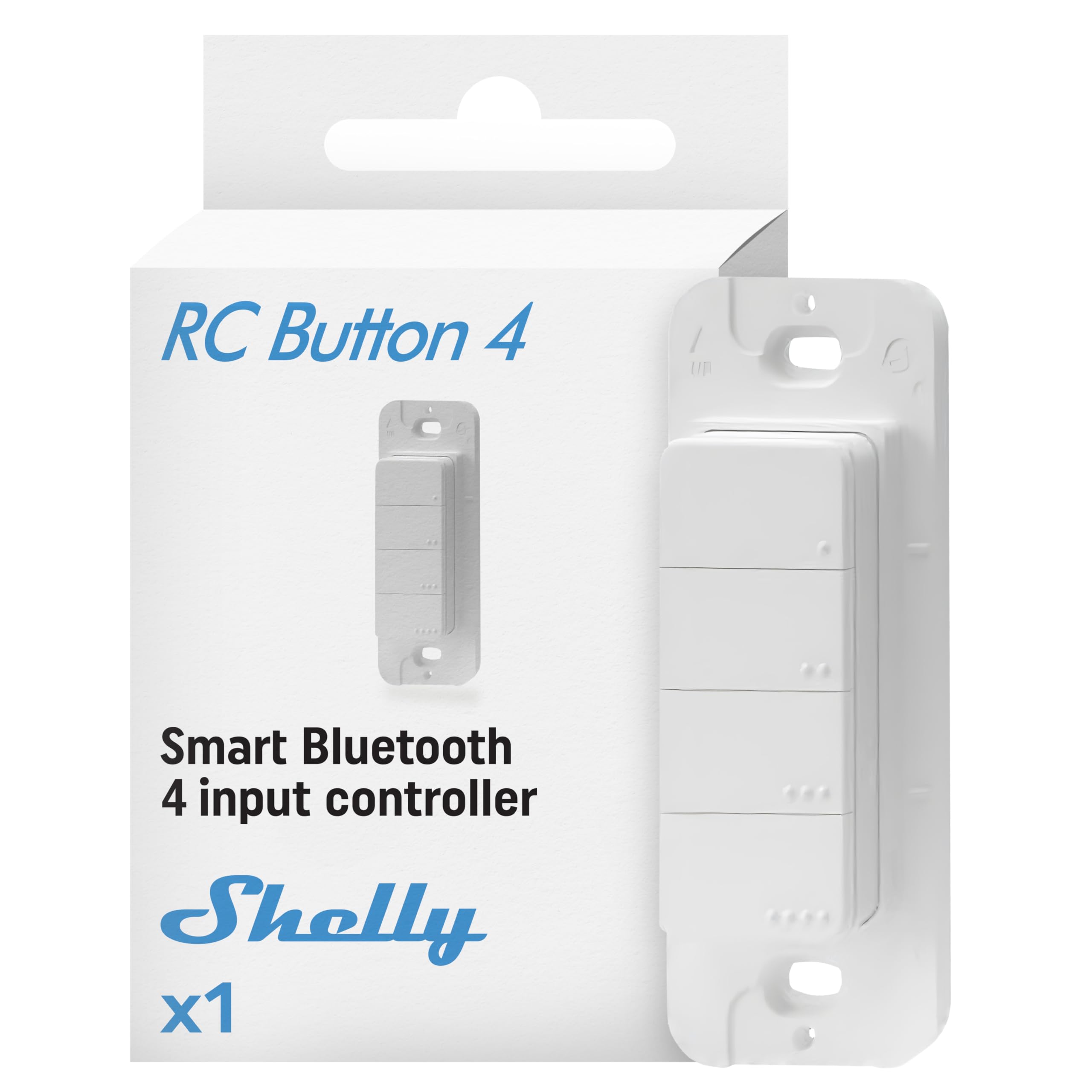 Shelly BLU RC Düğmesi 4 | Akıllı Bluetooth 4 Düğmeli Uzaktan Kumanda | Ev Otomasyonu | iOS Android Uygulaması | Çoklu Tıklama | Manyetik Tutucu | Garaj Kapısı Açıcı | Işık Kontrolü | Sahne Kontrolü