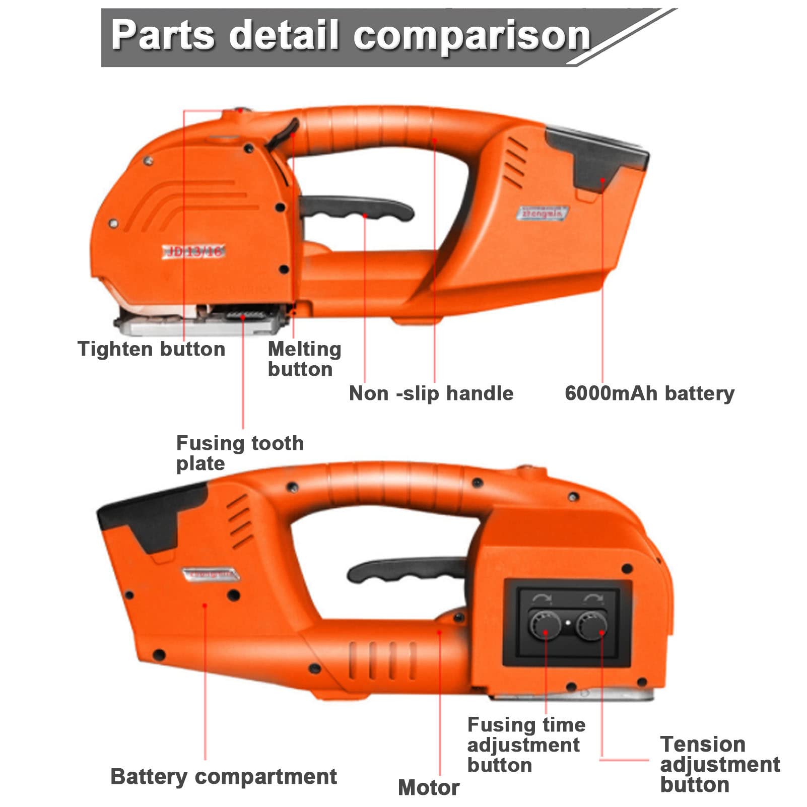 Machine de cerclage électrique pour feuillard PP Pet Outil de cerclage Automatique avec Batterie 2x6000mAh Outils de cerclage à Main pour l'emballage Plastique Tendeur de feuillard