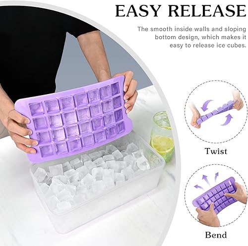 Miniatura 2 de Bandeja de cubitos de hielo para congelador con contenedor máquina de cubitos de hielo de 1 pulgada de fácil liberación con tapa y contenedor,