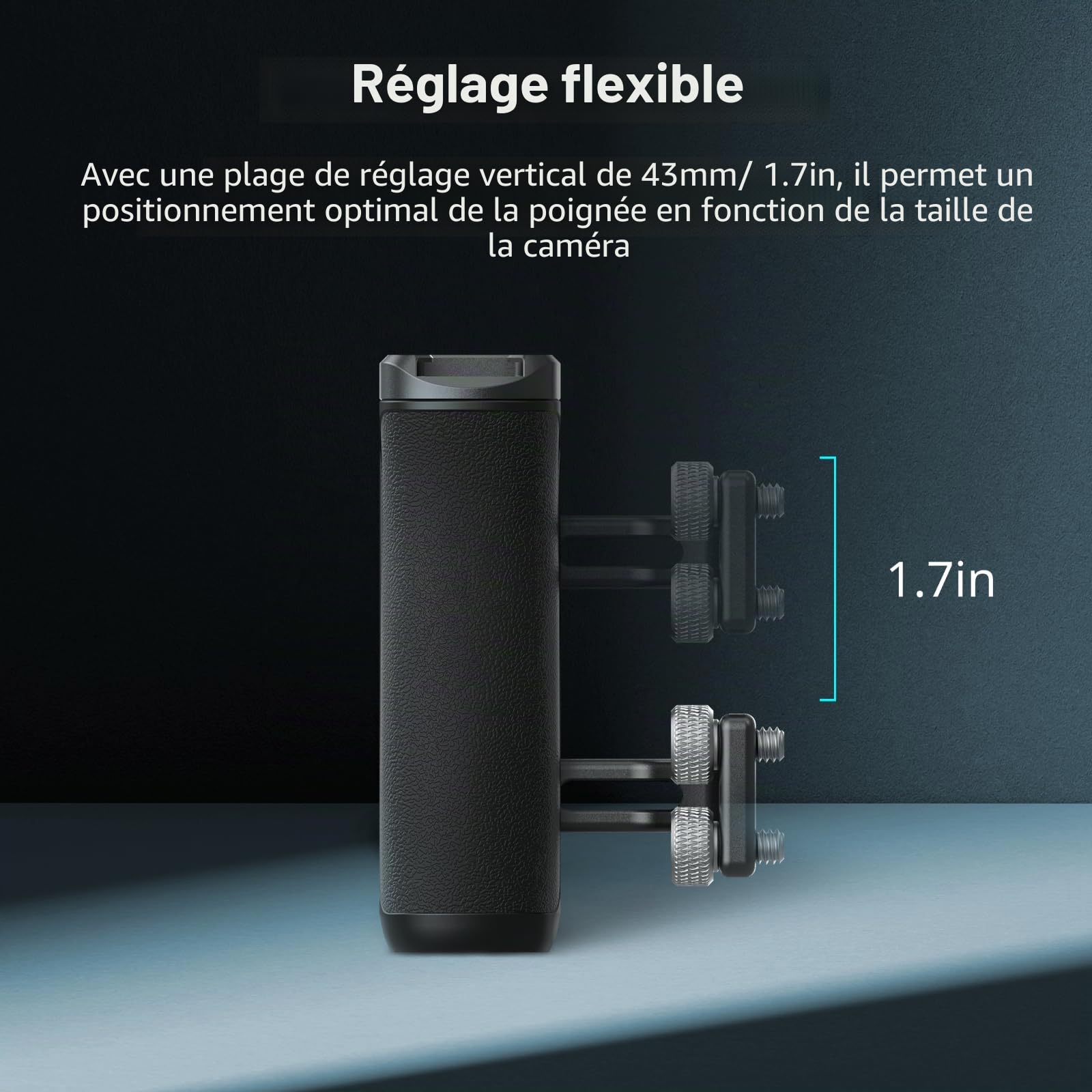 SMALLRIG Mini poignée latérale avec vis 1/4" -20 pour cage de caméra, réglable de haut en bas, pour main gauche ou droite, poignée de caméra ergonomique avec griffe froide intégrée et trou fileté-4756