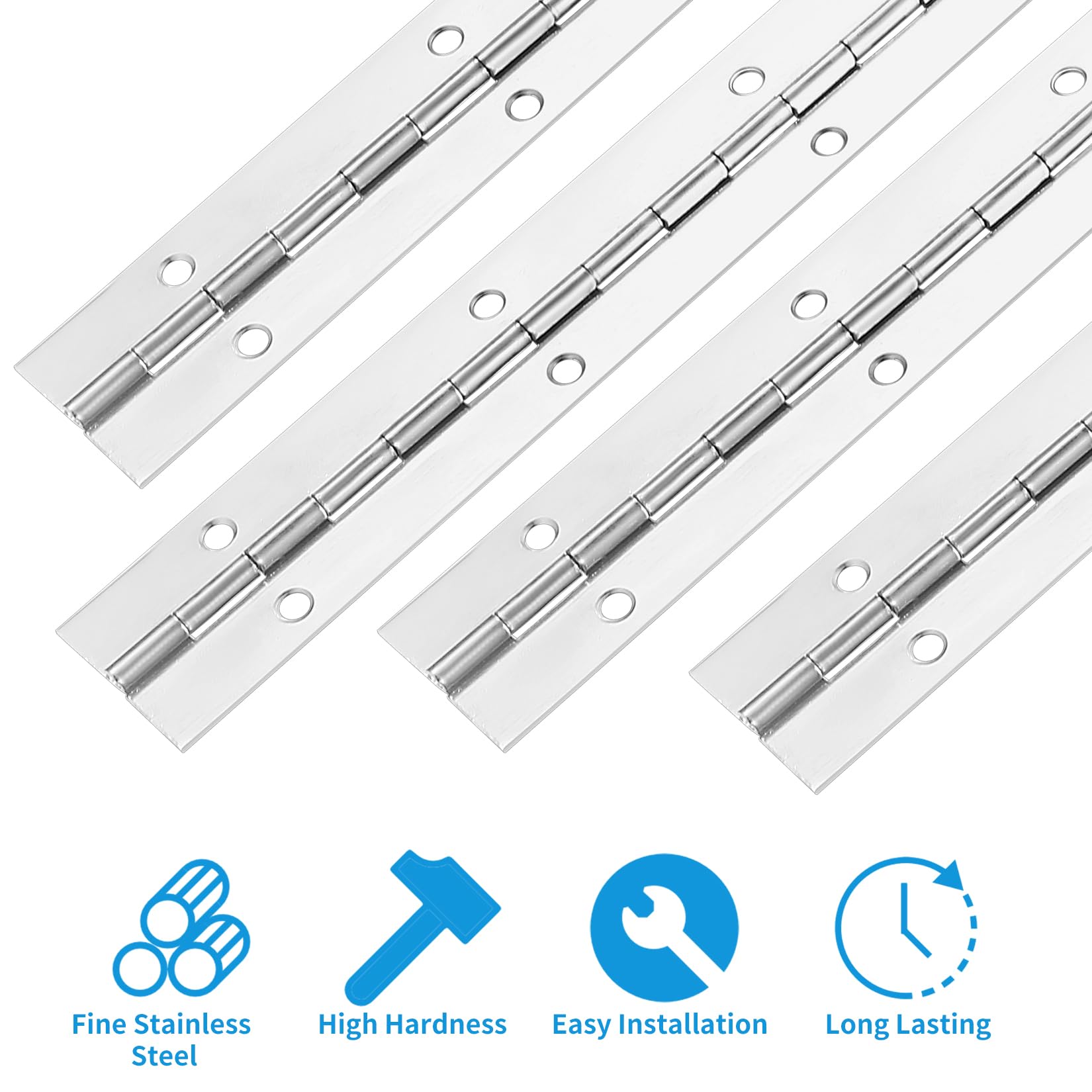 Cerniere A Nastro In Acciaio Inox - 4 Pezzi Da 30 Cm, Con Viti E Cacciavite - Foto 6