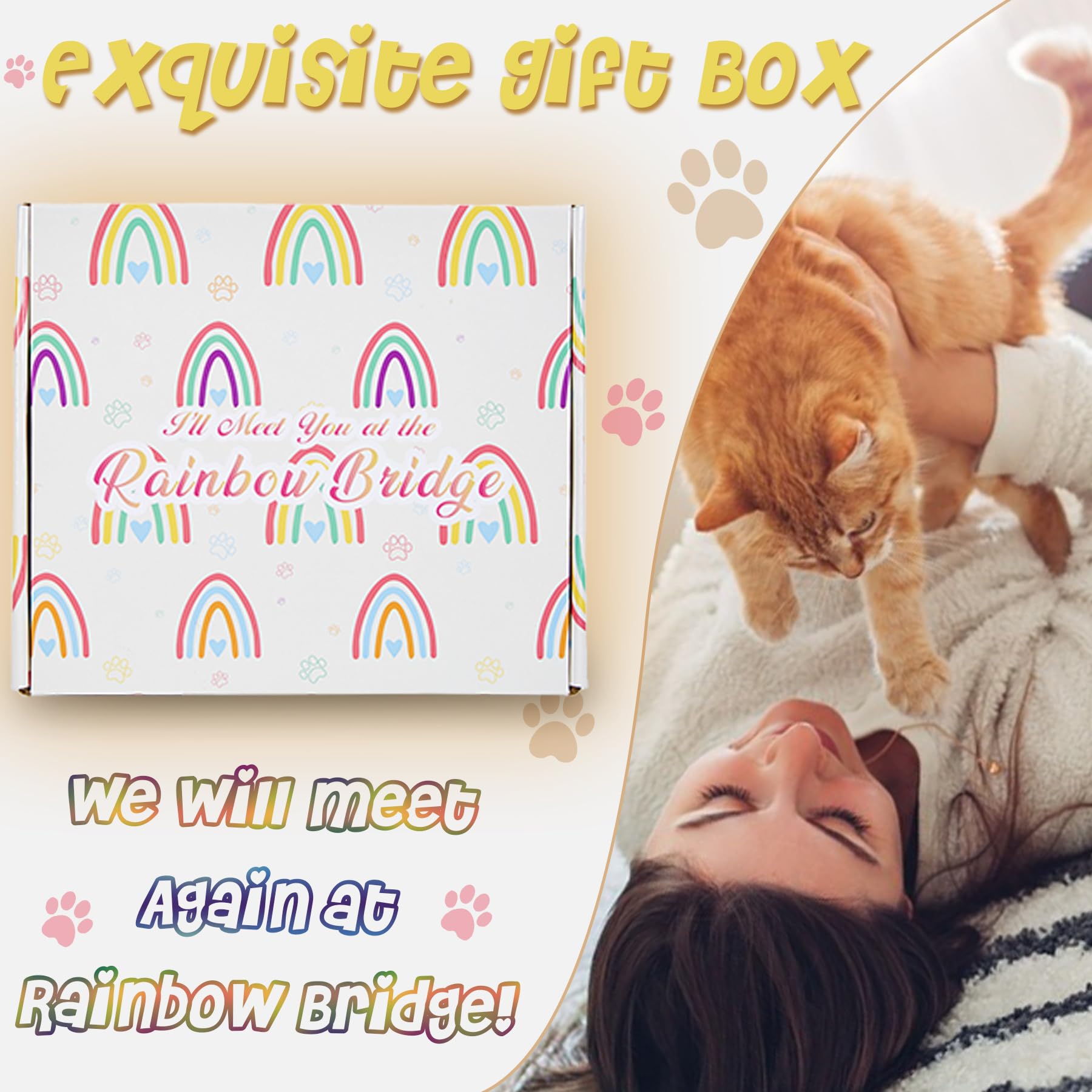 HiPeep Pet Memorial Photo Frame 4x6, Loss of Cat Dog Sympathy Gifts for Friend Condolence Keepsake with Pet Hair/Ashes Remembrance Glass Bottle & Gift Box