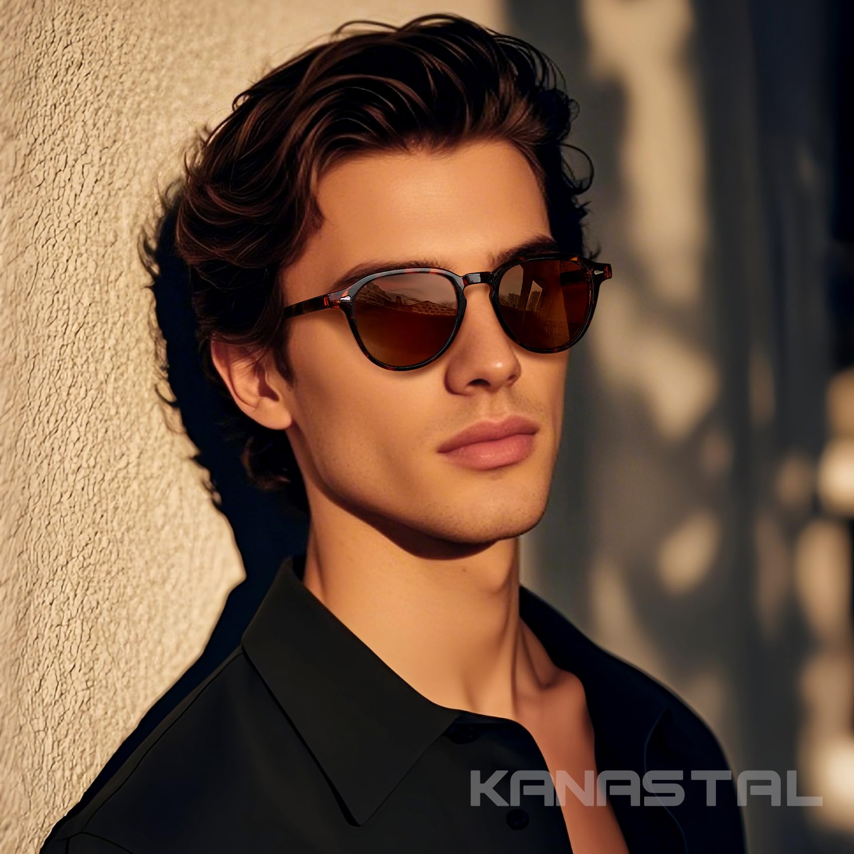 KANASTAL Gafas de Sol Polarizadas Montura TR90-Acetato con Estuche de Cuero para Mujer y Hombre Protección UV400, Conducir, Uso Diario, Viajar