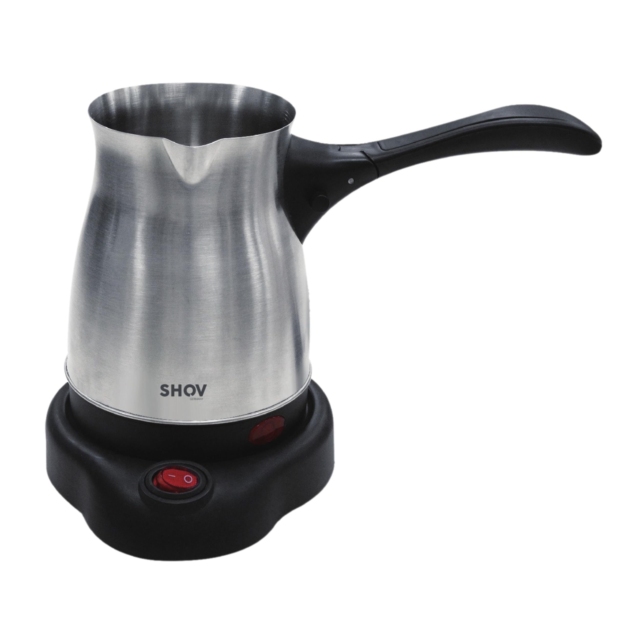 Shov Türkischer Kaffeekocher | Kabelloser Mokkakocher elektrisch | 5 Tassen (450ml), 600W | Edelstahlgehäuse, 360° drehbar, Überhitzungsschutz | Traditionelle Cezve für Türkischen Kaffee