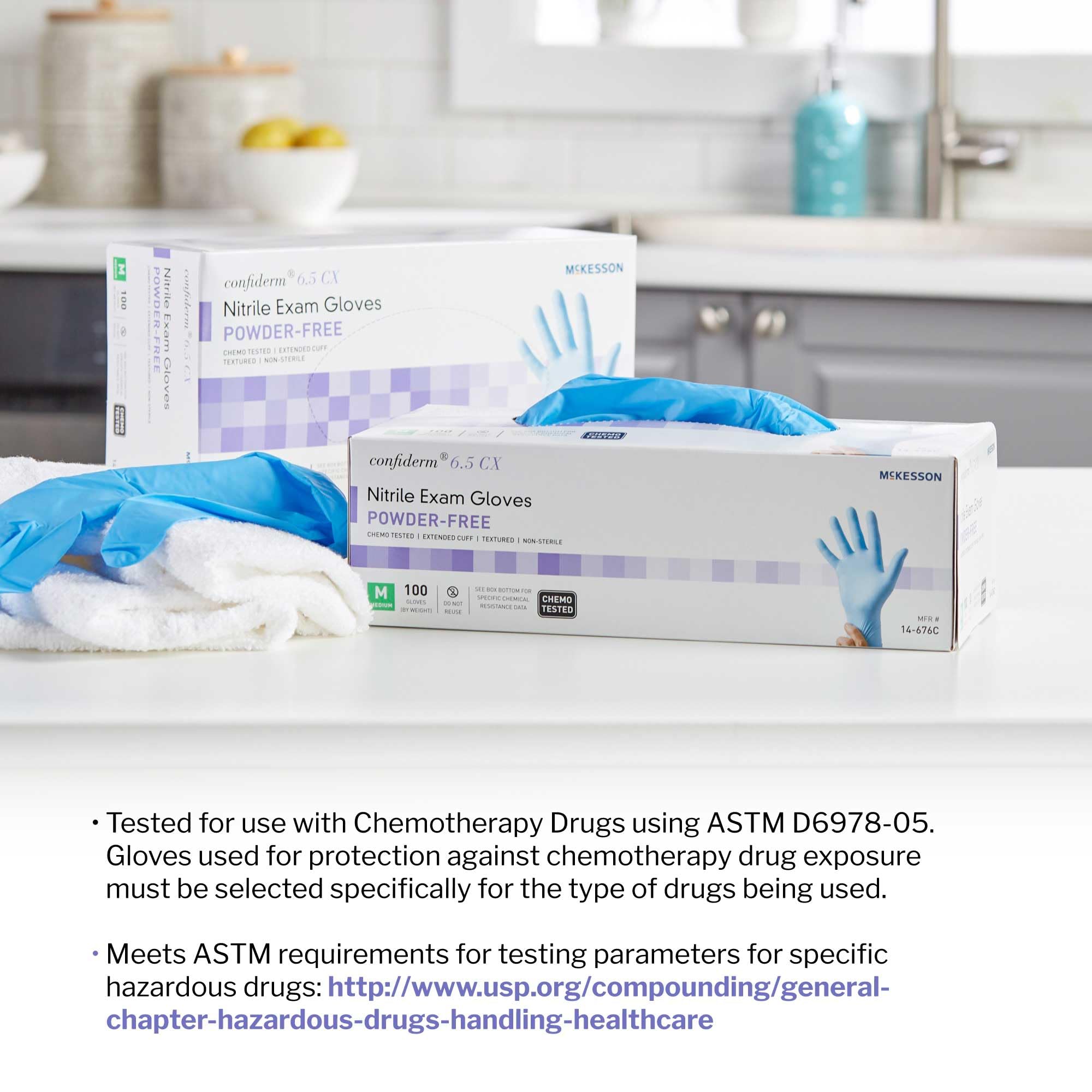 McKesson Confiderm 6.5CX Nitril-Untersuchungshandschuhe, latexfrei, Chemo-getestet, unsteril, Blau, 100 Stück, 1 Box