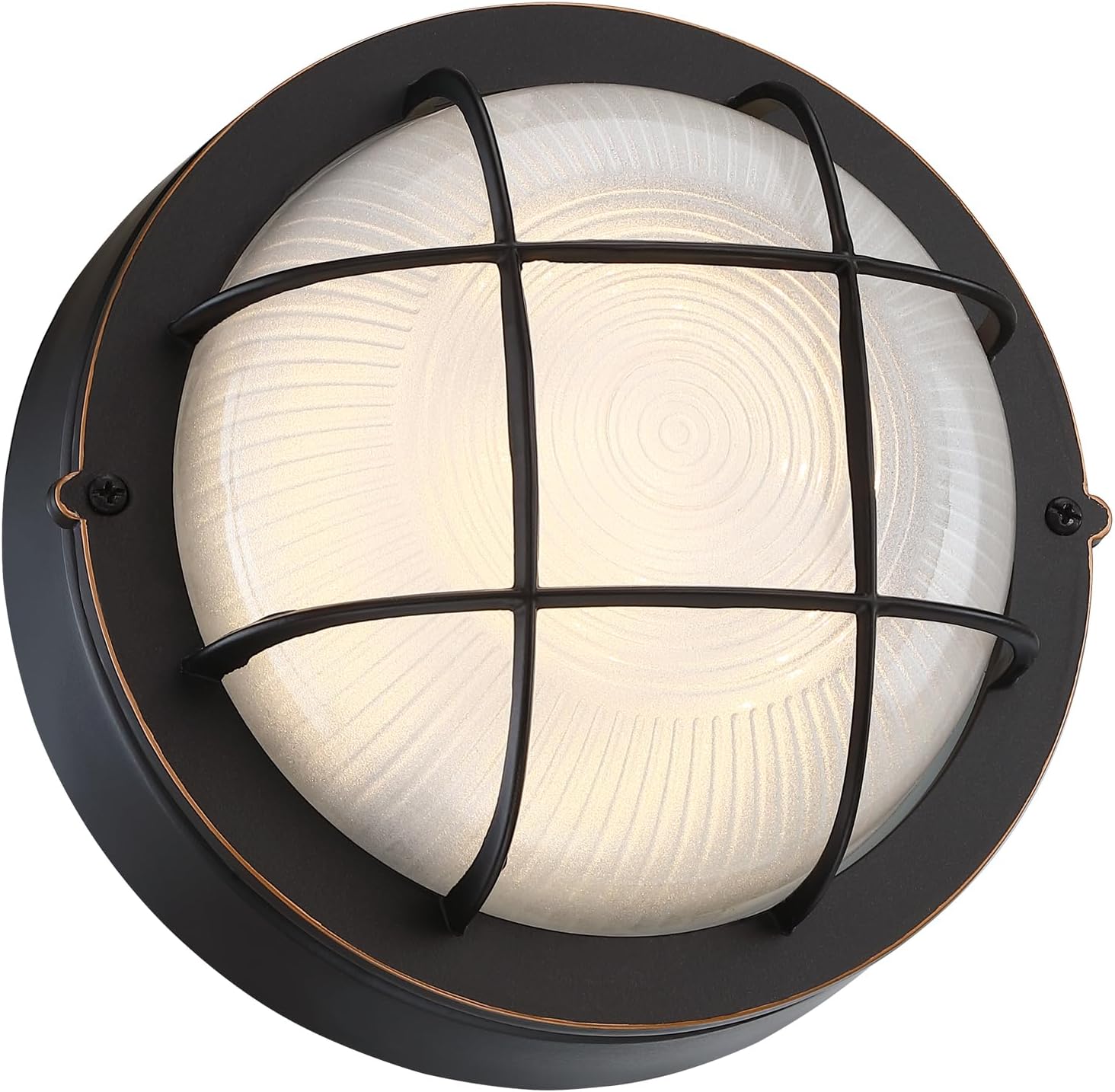 8" Round Bulkhead LED Light Oil Rubbed Bronze - Nautical Outdoor Wall Light 3000K, 1500LM, 15W, Waterproof, Rust-Proof, Industrial Farmhouse Oil Rubbed Bronze Bulkhead Light