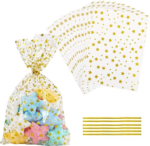 LEOSINDA 100 bolsas de celofán planas transparentes de 5 x 7 pulgadas, bolsas de celofán, bolsas de celofán, bolsas de galletas, bolsas de golosinas