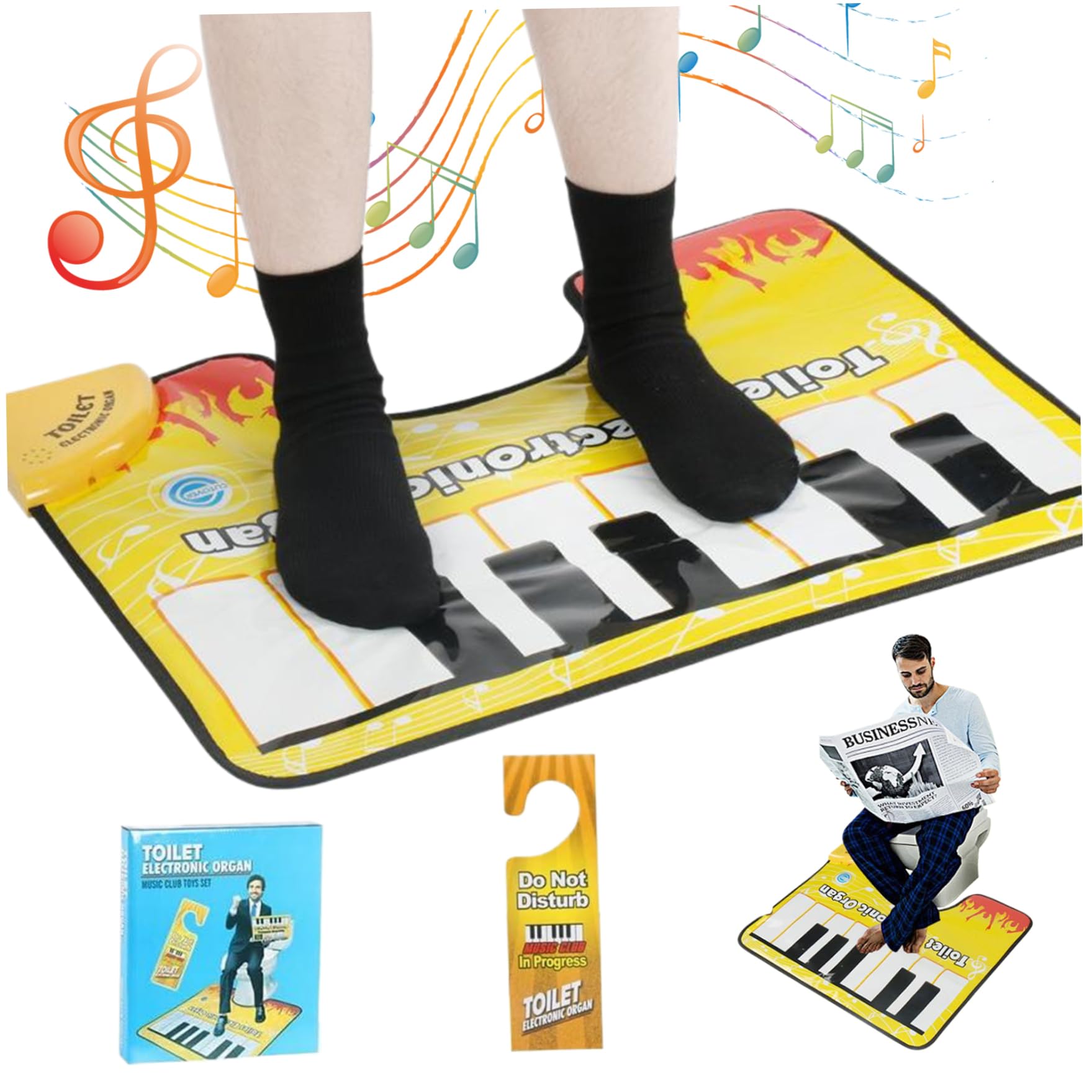 Mat de Piano para el Inodoro Mat de baño Musicia de Piano Musicial Funny Musical Toe Toe Topping Mat con Respaldo Antideslizante Auto Power-Off Toilet órgano electrónico 23.6x18.9 en