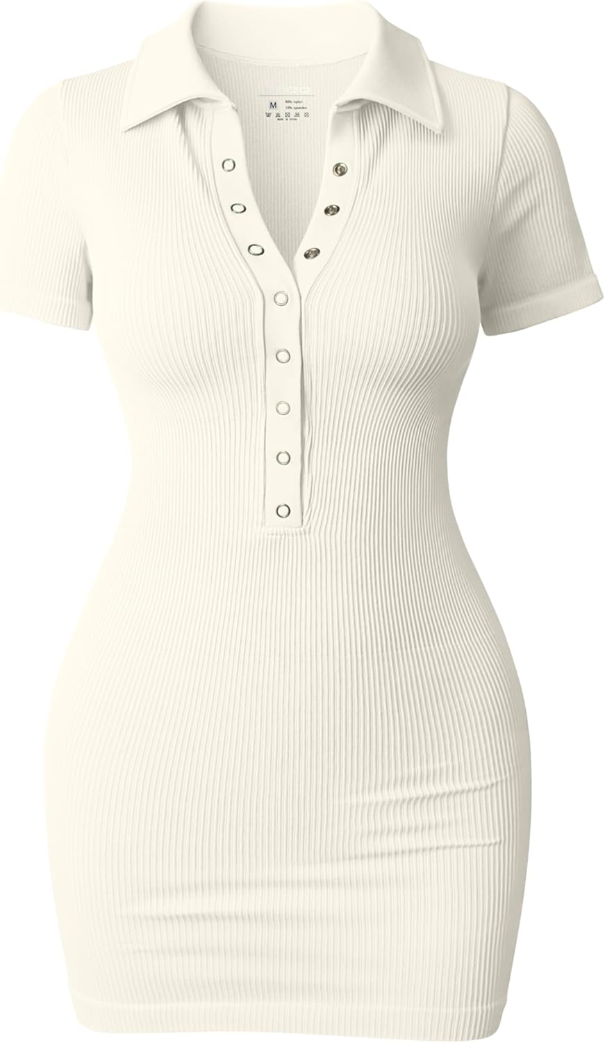 OQQ Women’s Mini Dresses Sexy Short Sleeve Stretch Ribbed Tummy Control Bodycon Mini Dress OQQ Women’s Mini Dresses Sexy Short Sleeve Stretch Ribbed Tummy Control Bodycon Mini Dress