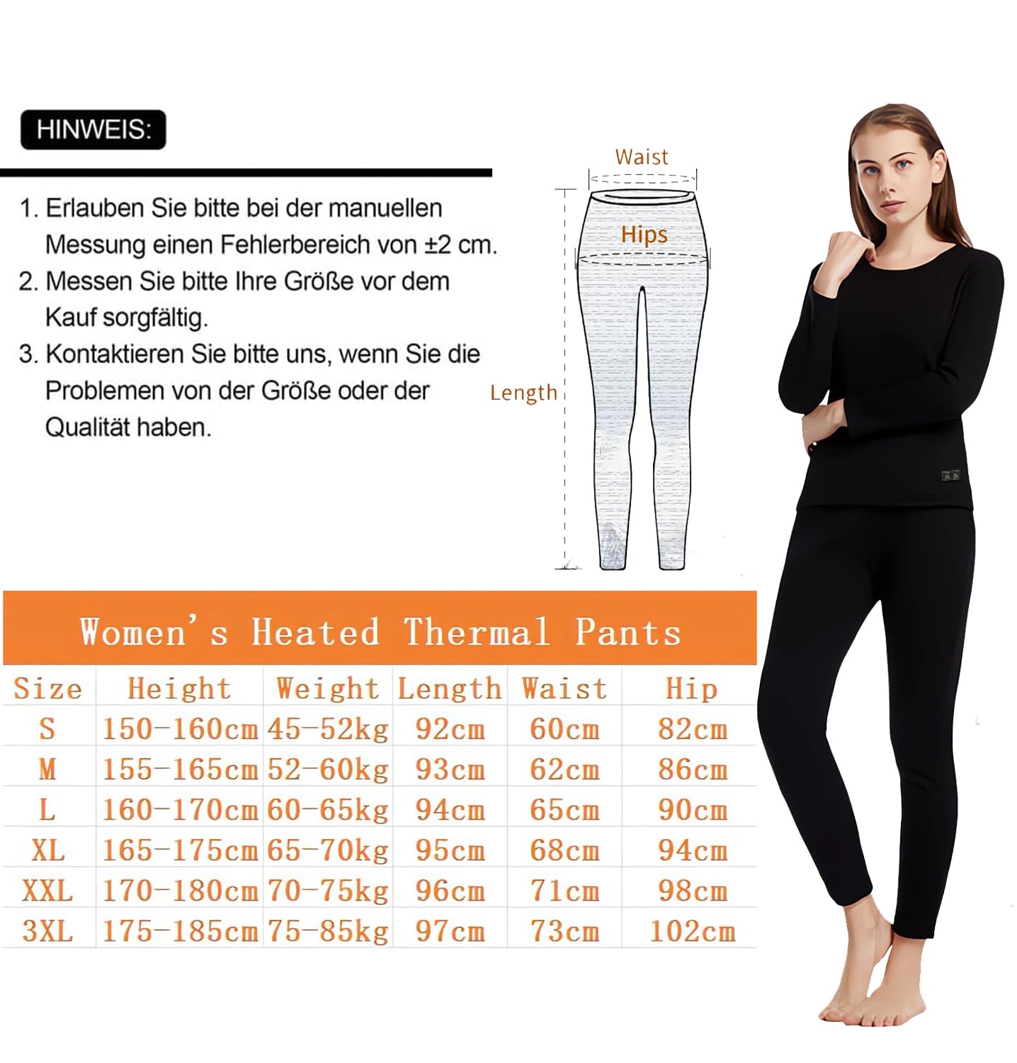 Pantalones Termico Calefactables Mujer, Pantalón Calefactable Eléctrico con 8 Almohadillas Térmicas, 3 Temperaturas Ajustables, para Invierno Senderismo Esquí Moto (Baterías No Incluidas)