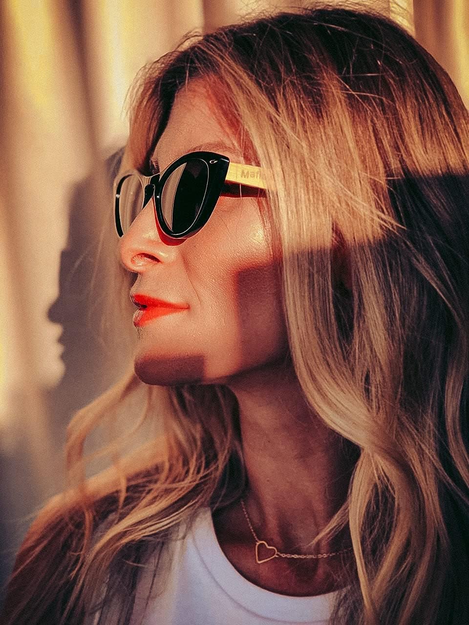 MAFIAWOOD EXCLUSIVE WEAR Antoinette Polarized Bamboo Eyeglasses Cat-style Sunglasses