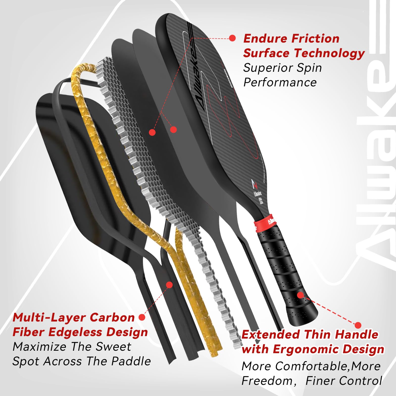 Amazon.co.jp: ピックルボールパドル、3K未加工カーボンファイバー