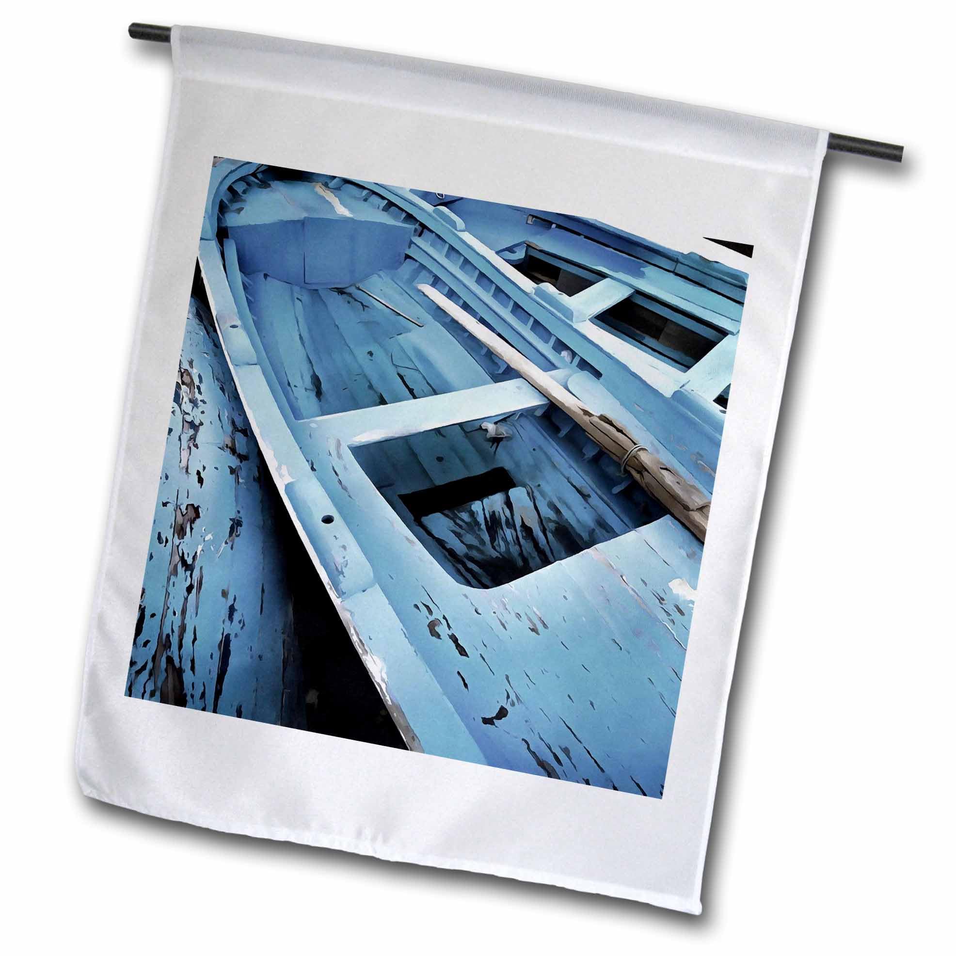 3dRose Blue Painted Rustic Wooden Fishing Boats - Flags (fl-381462-2)