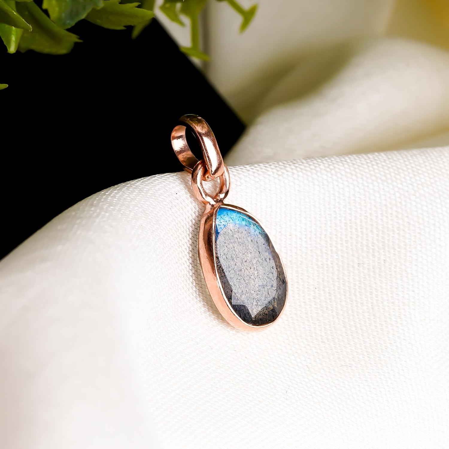 Labradorite Faceted Rose Cut Free Form Assorted Shape Gemstone 925 Sterling Silver Tiny Charm Minimalist Pendant For Women-RCP-031