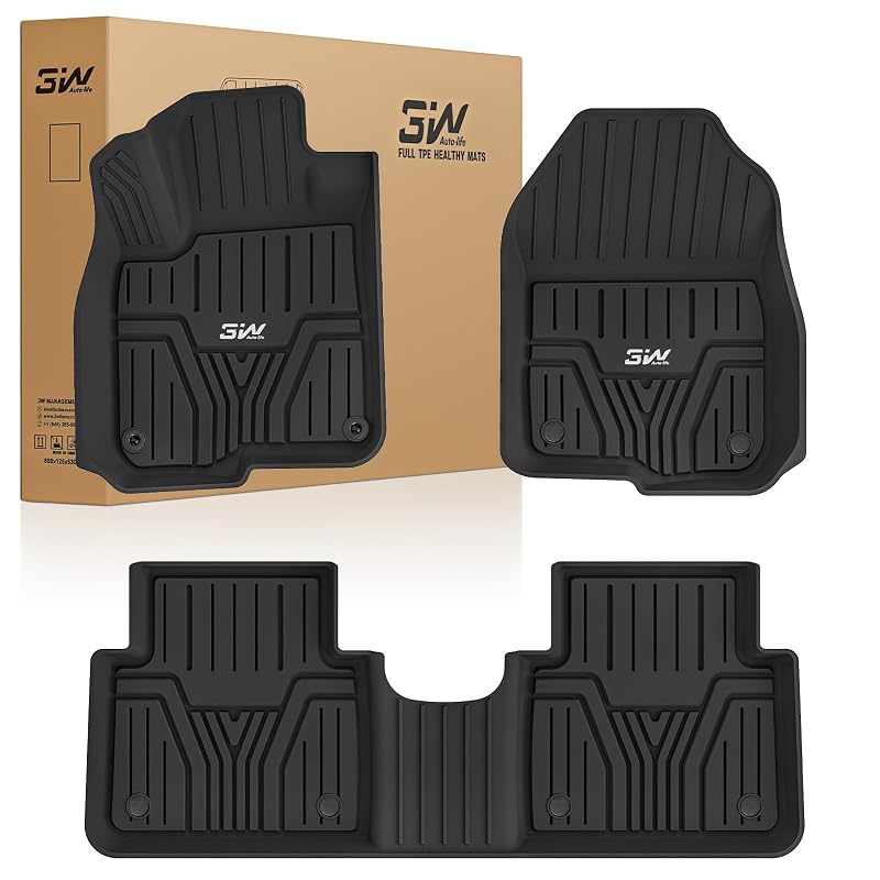 Tapetes automotivos em TPE 3W para Honda CR-V 2017–2022, 1ª e 2ª fileiras, preto, kit com 3 peças