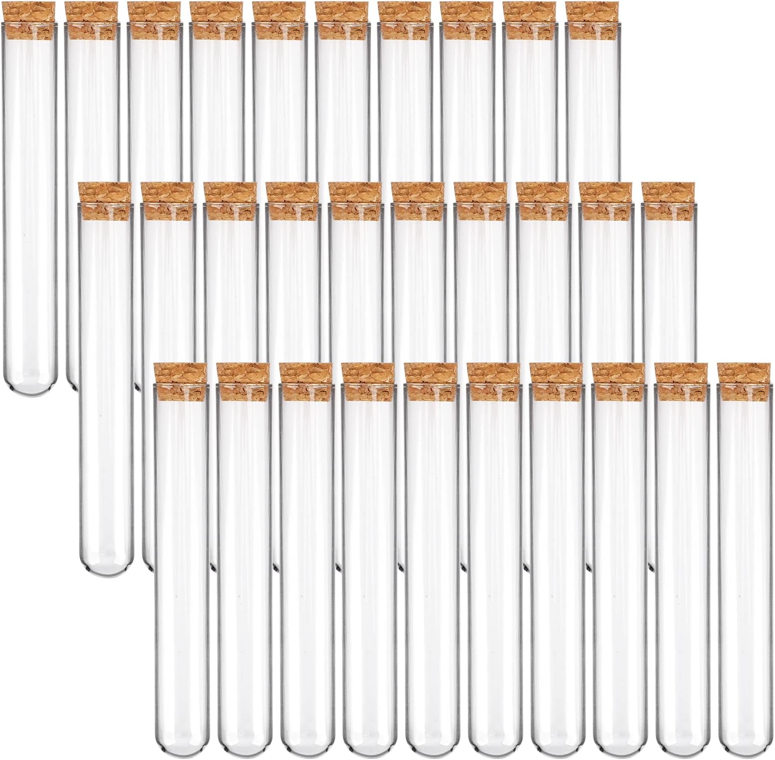 DEPEPE 30pcs 13ml Small Clear Glass Test Tubes with Cork Stoppers, 15×100mm