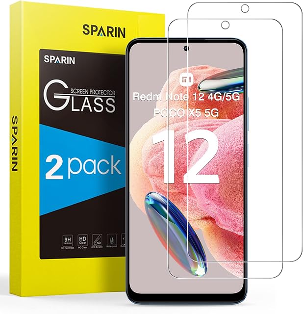 SPARIN 2 szt Ochraniacz ekranu dla Redmi Note 12 4G/5G i Poco X5 5G 6,67 cala, 9H Szkło Hartowane Film Folia