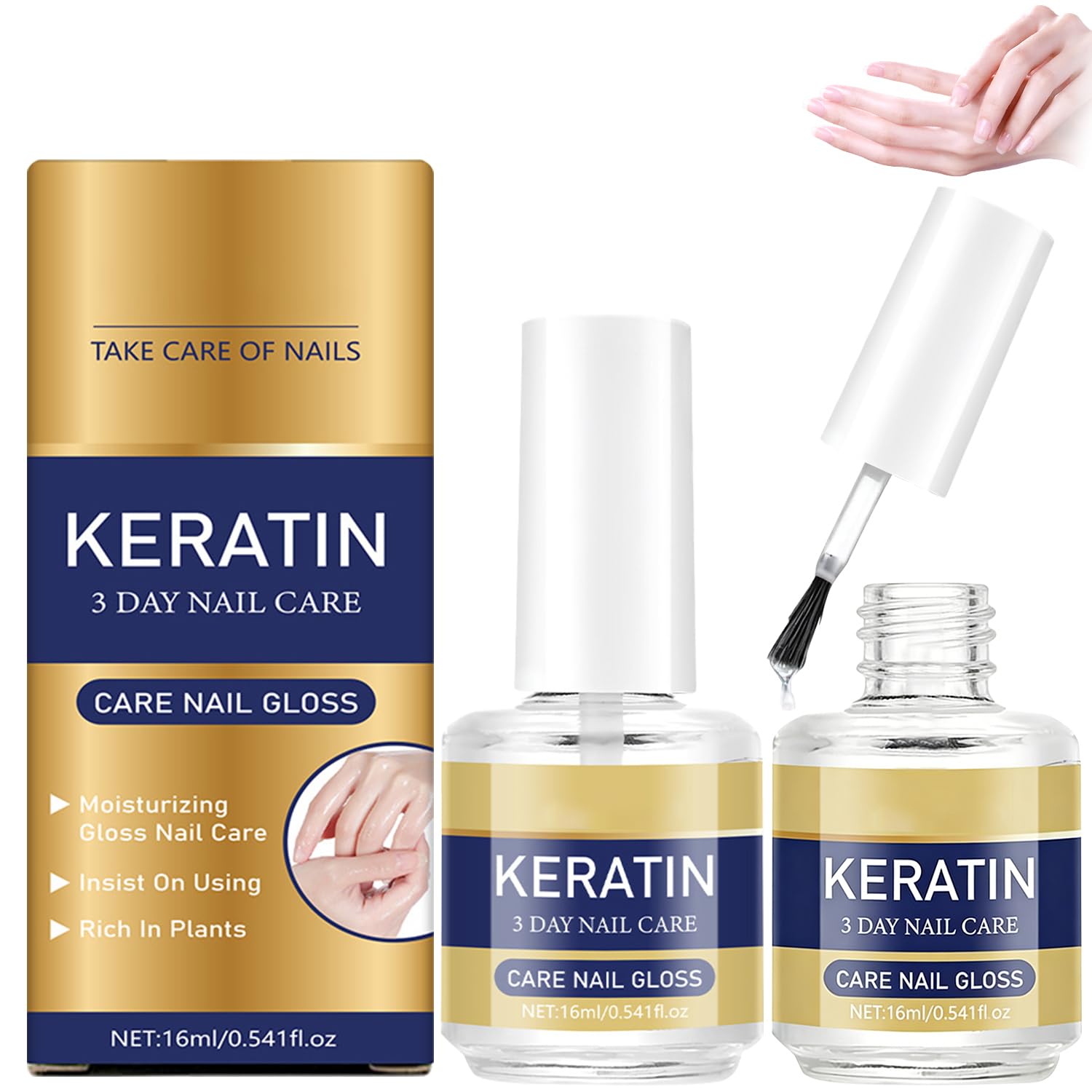 2Pcs Keratin Nail Care Oil - Moisturizing Treatment for Strong, Glossy Nails, Aloe Vera & Lavender Cuticle Oil, Repairs Dry, Weak Nails (16ml/0.56oz)