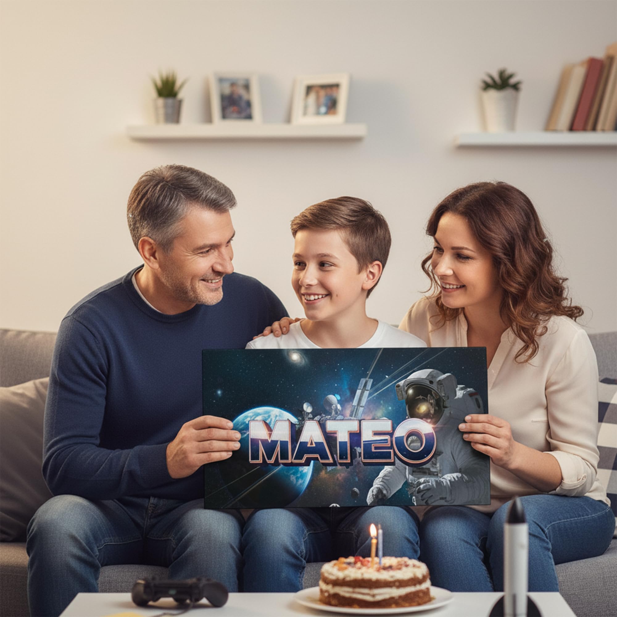 Póster espacio astronauta galaxia con nombre - Regalo Cumpleaños Niño